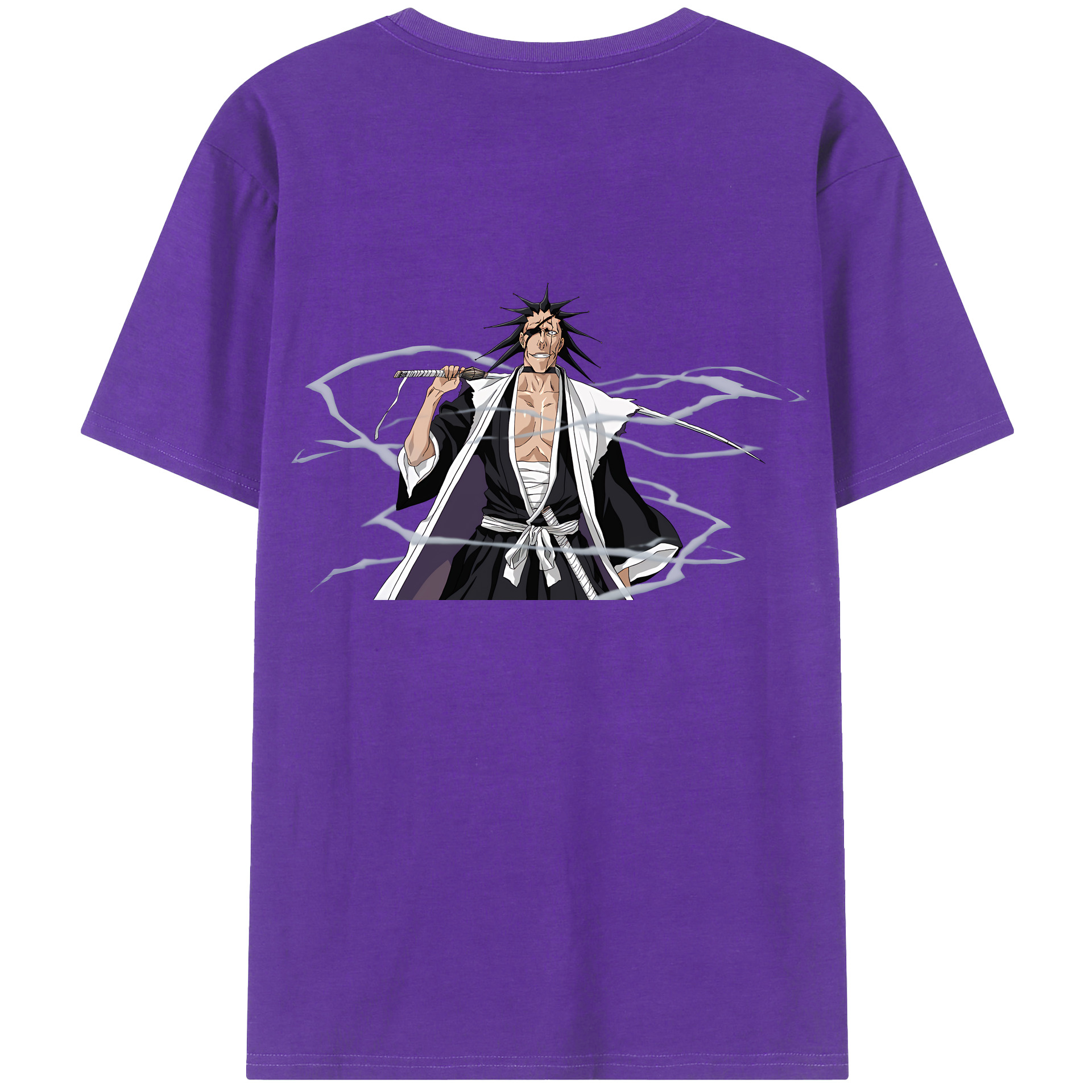 （画像用） ブリーチ ざらき けんぱち BLEACH Zaraki Kenpachi 綿100％ メンズ半袖Tシャツ（バックプリント） 通気性
