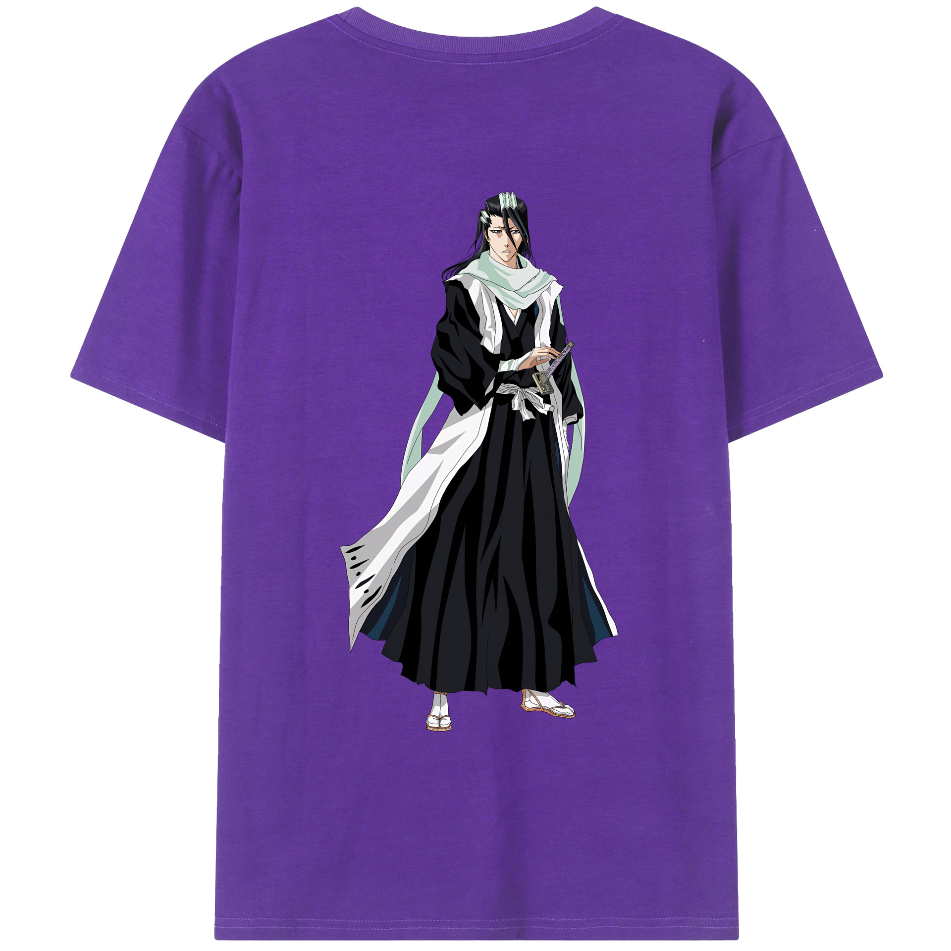 （画像用） ブリーチ くちき びゃくや BLEACH Kuchiki Byakuya 綿100％ メンズ半袖Tシャツ（バックプリント） 通気性