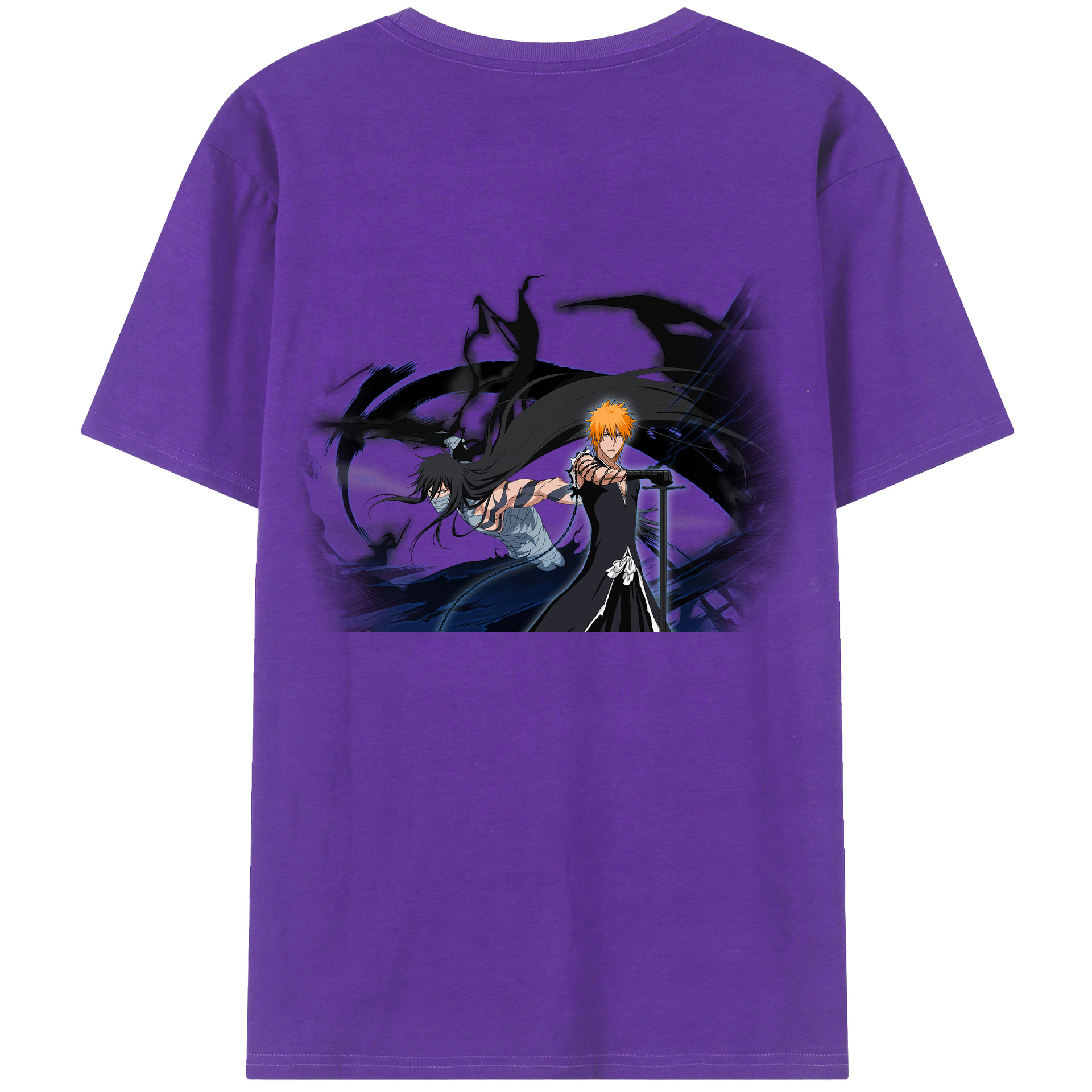 （画像用） ブリーチ 黒崎一護（くろさき いちご）BLEACH Kurosaki Ichigo 綿100％ メンズ半袖Tシャツ（バックプリント） 通気性