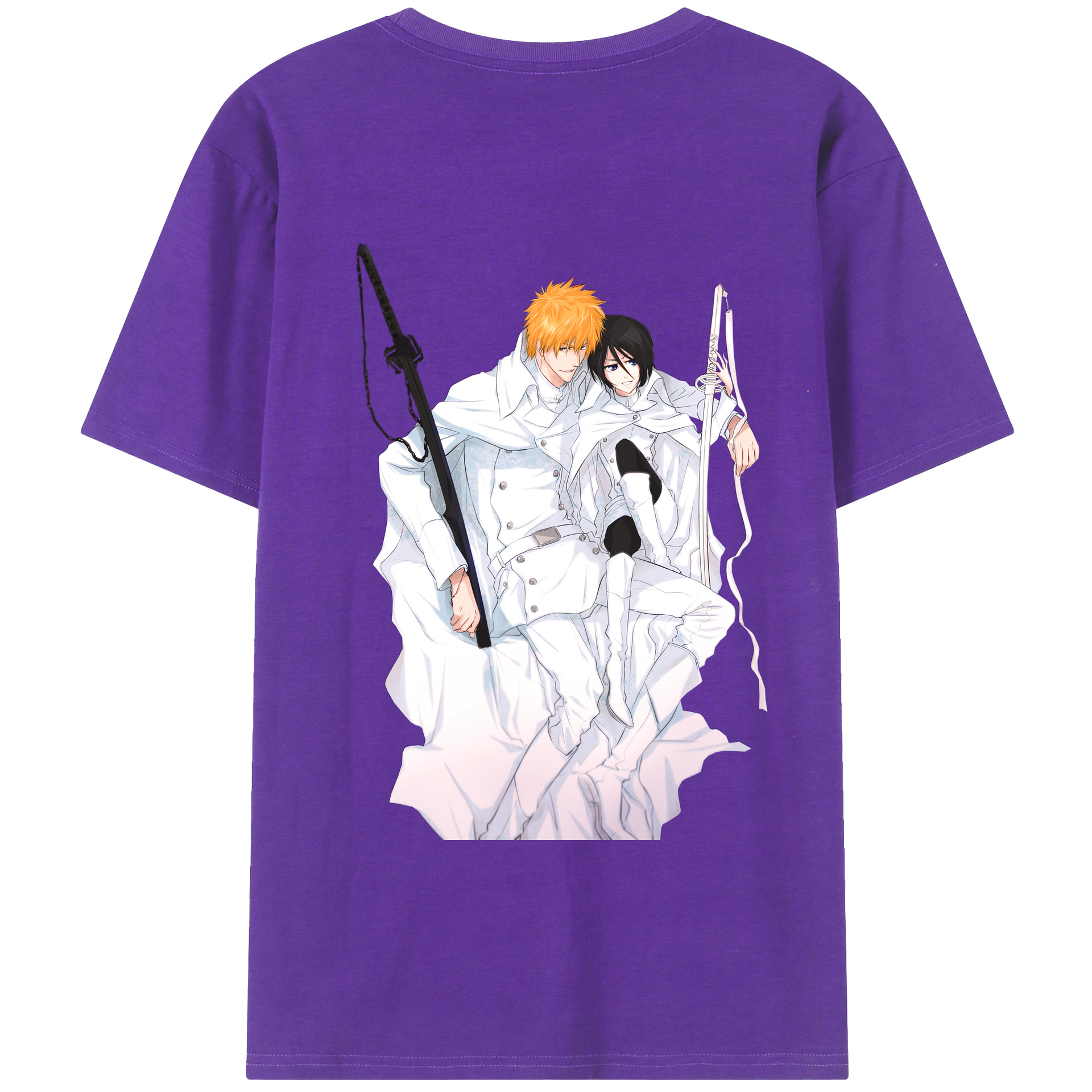 （画像用） ブリーチ 黒崎一護（くろさき いちご）BLEACH Kurosaki Ichigo 綿100％ メンズ半袖Tシャツ（バックプリント） 通気性