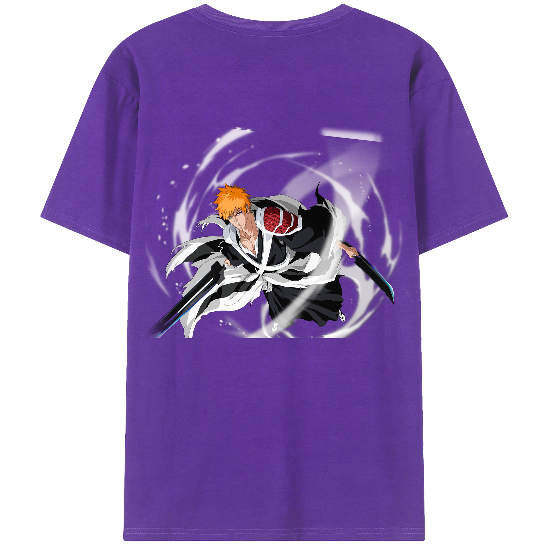 （画像用） ブリーチ 黒崎一護（くろさき いちご）BLEACH Kurosaki Ichigo 綿100％ メンズ半袖Tシャツ（バックプリント） 通気性
