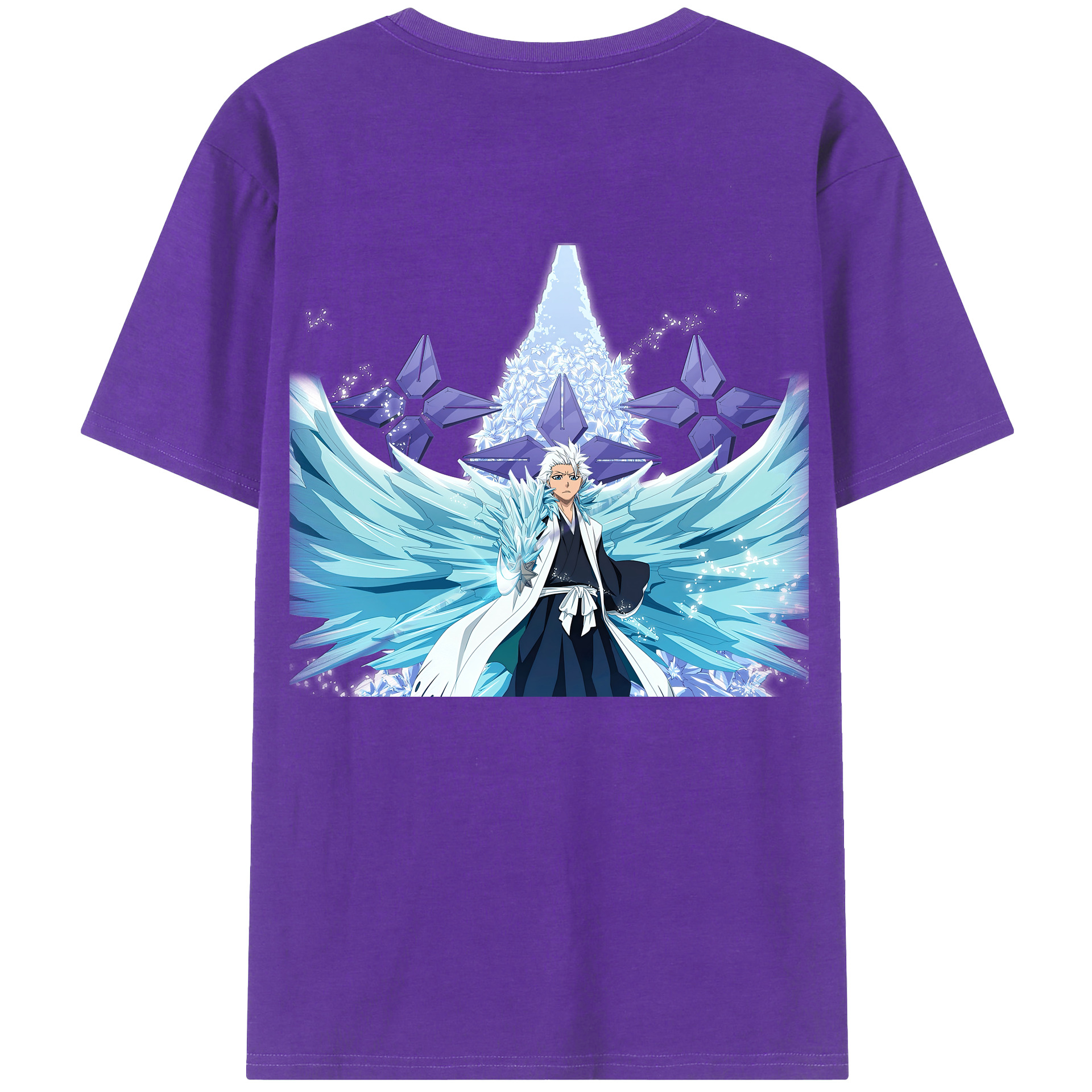 （画像用） ブリーチ 日番谷冬獅郎（ひつがや とうしろう） BLEACH Hitsugaya Toushirou 綿100％ メンズ半袖Tシャツ（バックプリント） 通気性