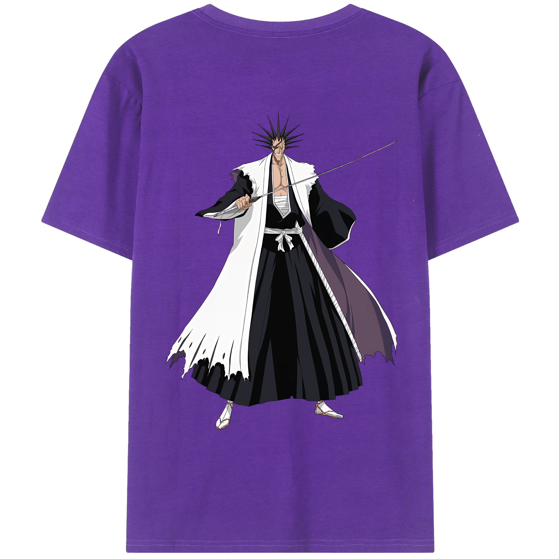（画像用） ブリーチ ざらき けんぱち BLEACH Zaraki Kenpachi 綿100％ メンズ半袖Tシャツ（バックプリント） 通気性