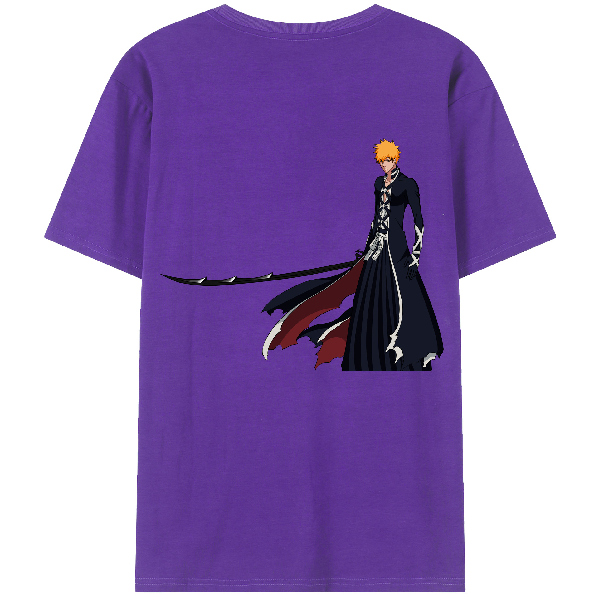 （画像用） ブリーチ 黒崎一護（くろさき いちご）BLEACH Kurosaki Ichigo 綿100％ メンズ半袖Tシャツ（バックプリント） 通気性