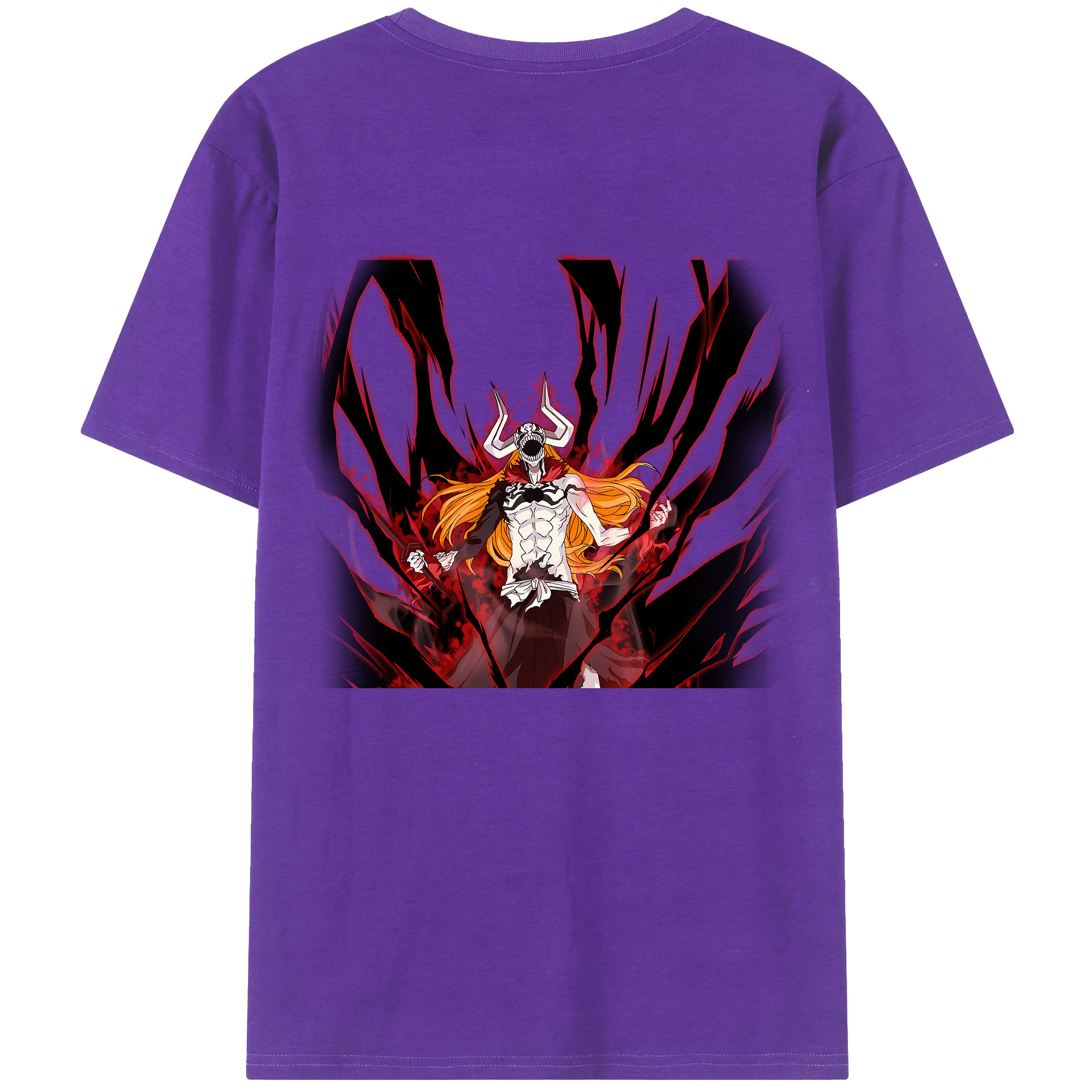（画像用） ブリーチ 黒崎一護（くろさき いちご）BLEACH Kurosaki Ichigo 綿100％ メンズ半袖Tシャツ（バックプリント） 通気性