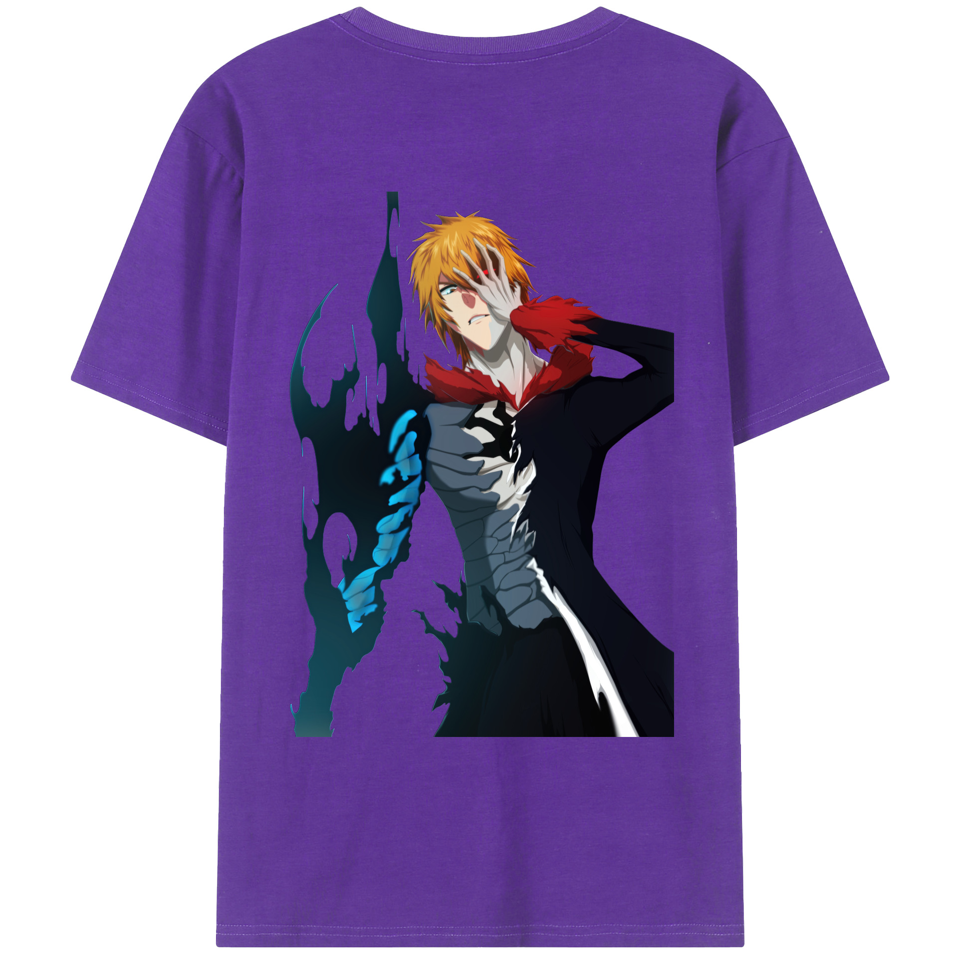（画像用） ブリーチ 黒崎一護（くろさき いちご）BLEACH Kurosaki Ichigo 綿100％ メンズ半袖Tシャツ（バックプリント） 通気性