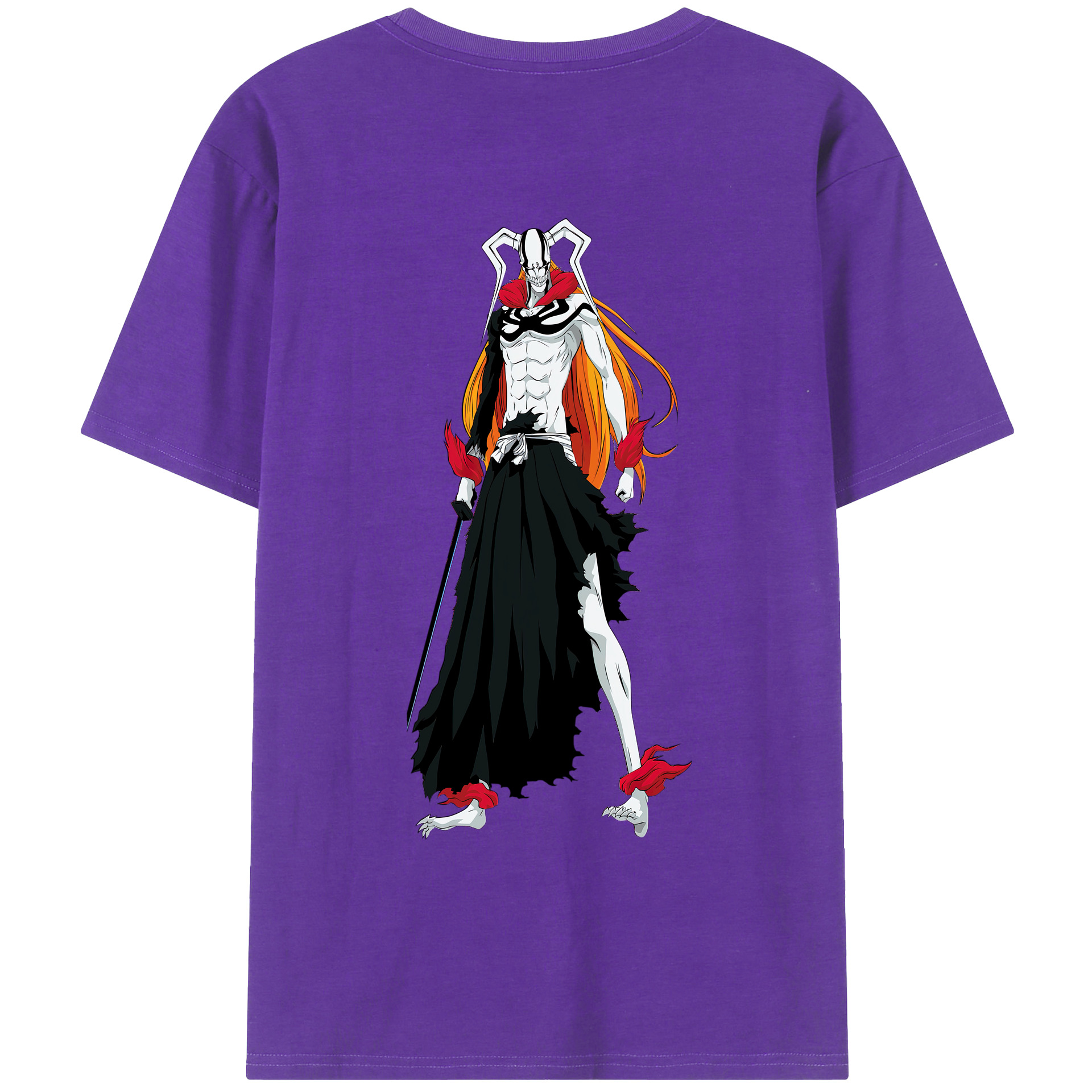（画像用） ブリーチ 黒崎一護（くろさき いちご）BLEACH Kurosaki Ichigo 綿100％ メンズ半袖Tシャツ（バックプリント） 通気性
