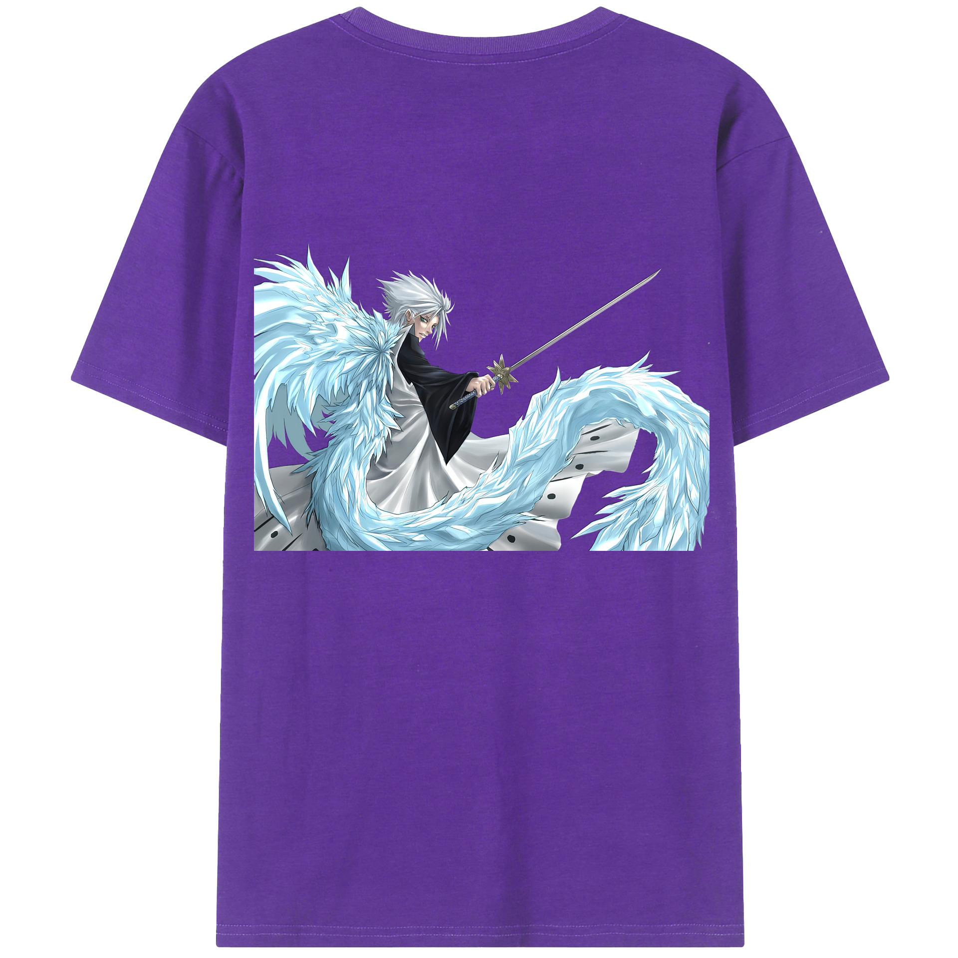 （画像用） ブリーチ 日番谷冬獅郎（ひつがや とうしろう） BLEACH Hitsugaya Toushirou 綿100％ メンズ半袖Tシャツ（バックプリント） 通気性