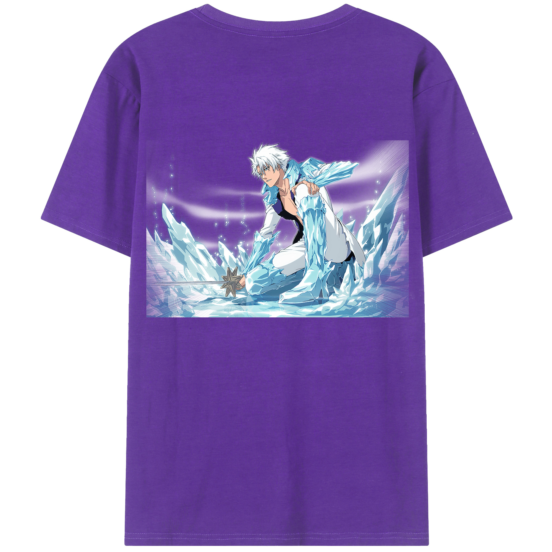 （画像用） ブリーチ 日番谷冬獅郎（ひつがや とうしろう） BLEACH Hitsugaya Toushirou 綿100％ メンズ半袖Tシャツ（バックプリント） 通気性