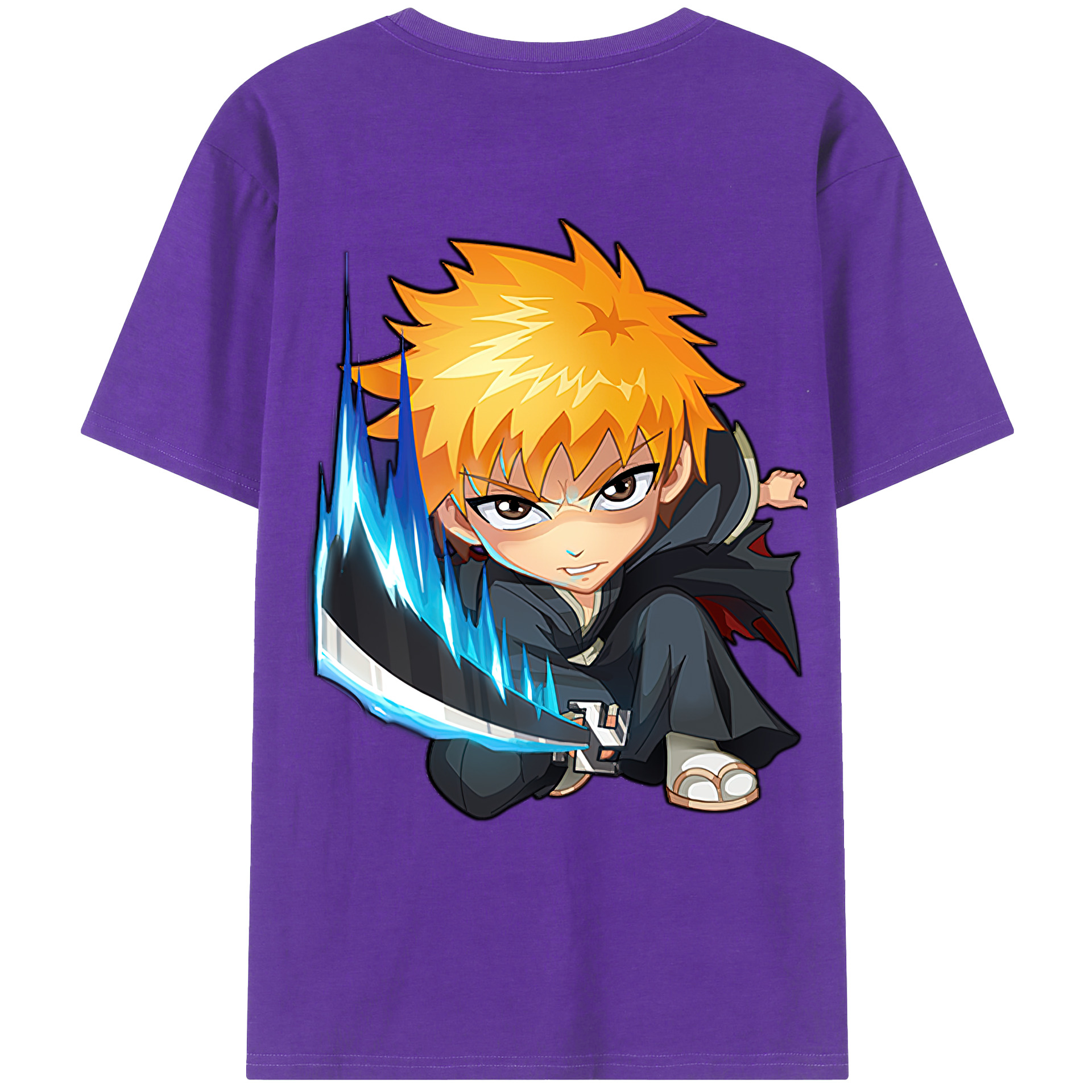 （画像用） ブリーチ 黒崎一護（くろさき いちご）BLEACH Kurosaki Ichigo 綿100％ メンズ半袖Tシャツ（バックプリント） 通気性