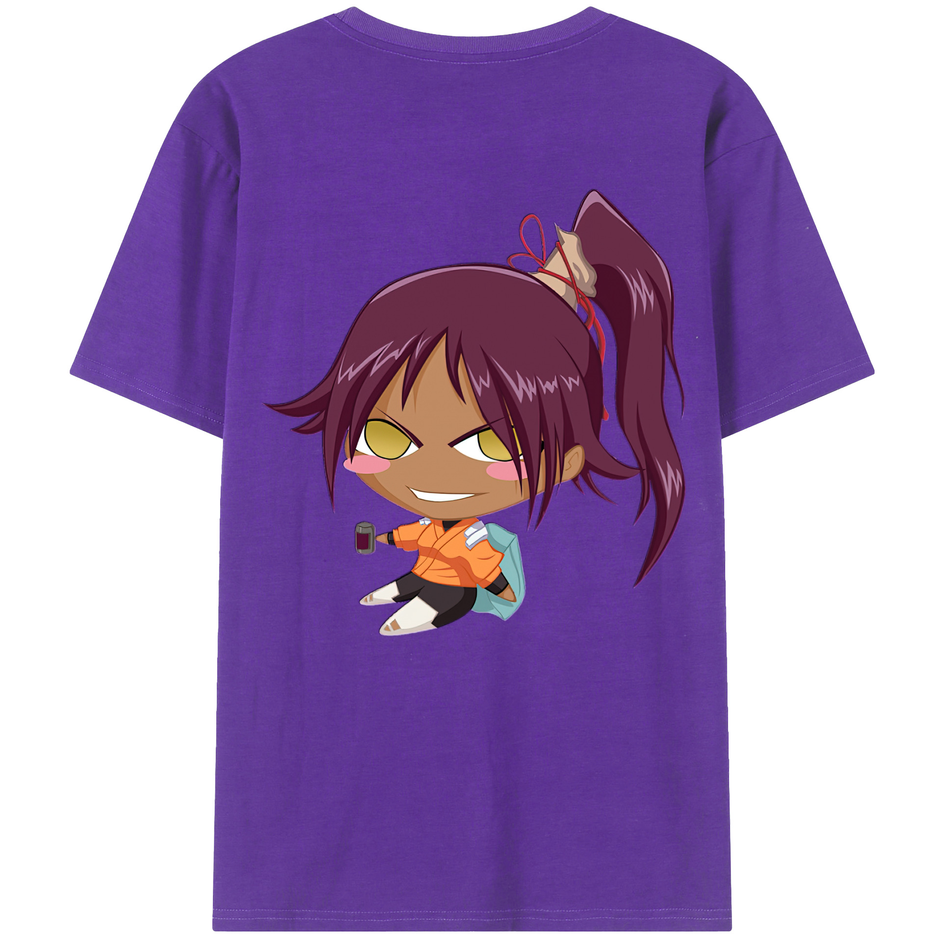 （画像用） ブリーチ 四楓院 夜一（しほういん よるいち） BLEACH Shihouin Yoruichi 綿100％ メンズ半袖Tシャツ（バックプリント） 通気性