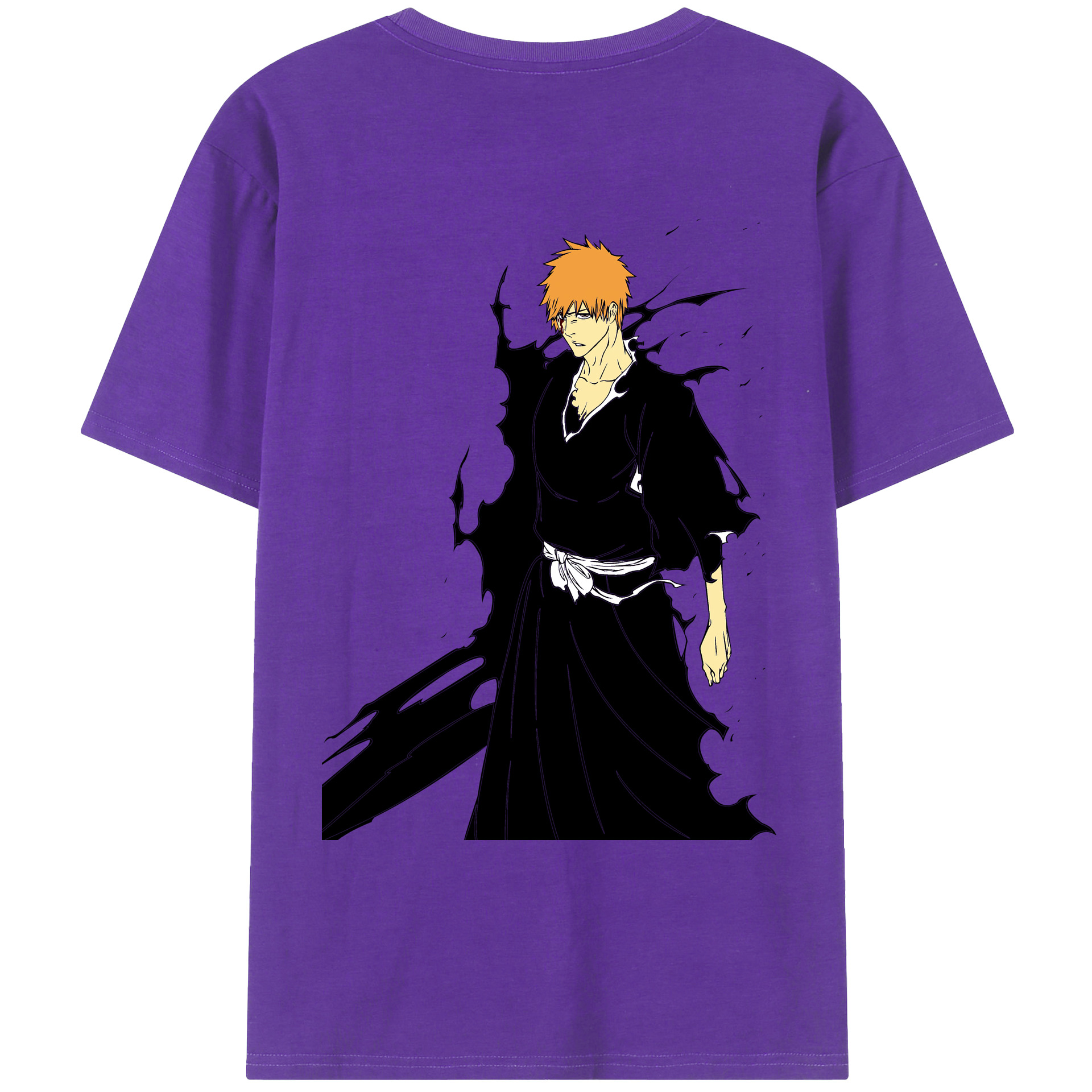 （画像用） ブリーチ 黒崎一護（くろさき いちご）BLEACH Kurosaki Ichigo 綿100％ メンズ半袖Tシャツ（バックプリント） 通気性