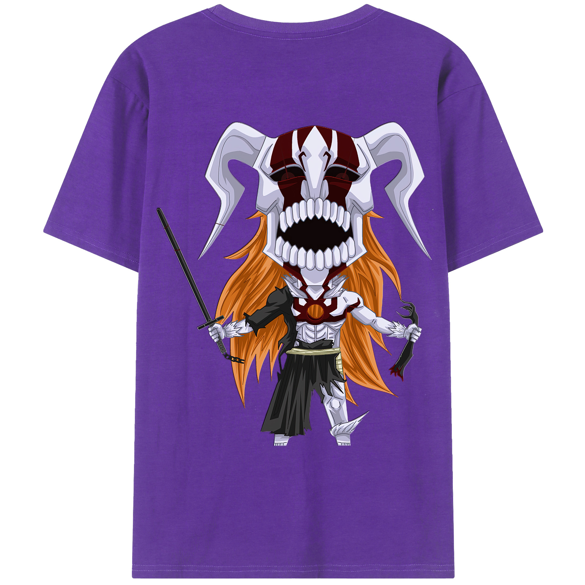 （画像用） ブリーチ 黒崎一護（くろさき いちご）BLEACH Kurosaki Ichigo 綿100％ メンズ半袖Tシャツ（バックプリント） 通気性