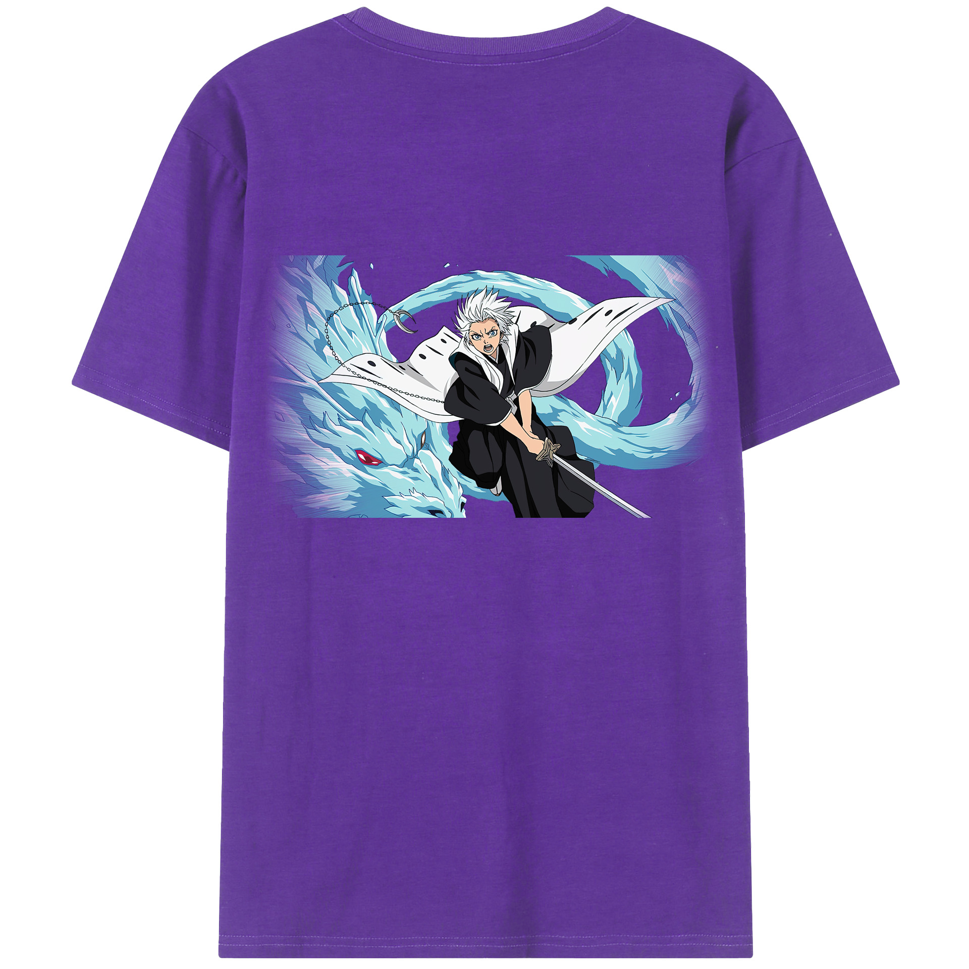 （画像用） ブリーチ 日番谷冬獅郎（ひつがや とうしろう） BLEACH Hitsugaya Toushirou 綿100％ メンズ半袖Tシャツ（バックプリント） 通気性