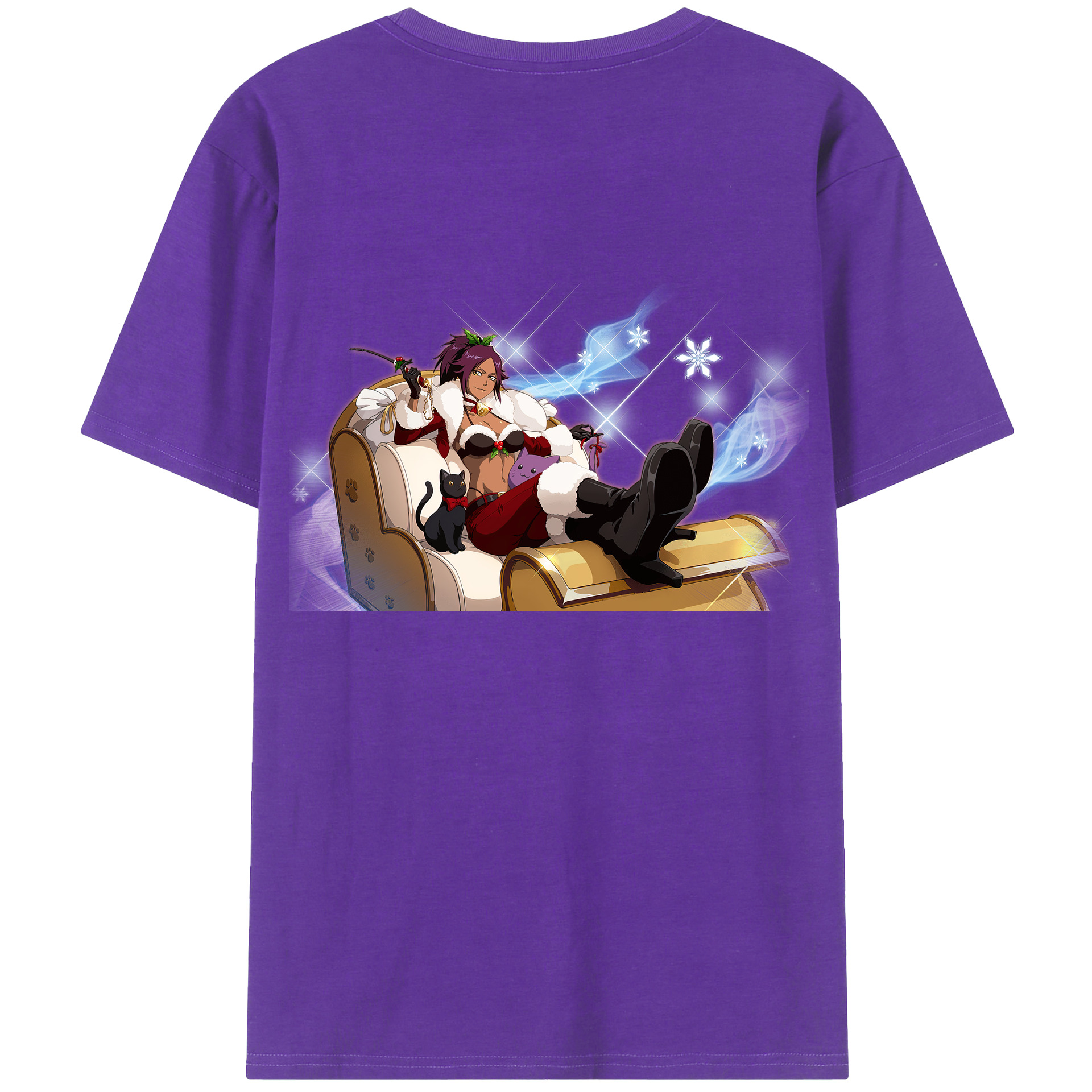 （画像用） ブリーチ 四楓院 夜一（しほういん よるいち） BLEACH Shihouin Yoruichi 綿100％ メンズ半袖Tシャツ（バックプリント） 通気性