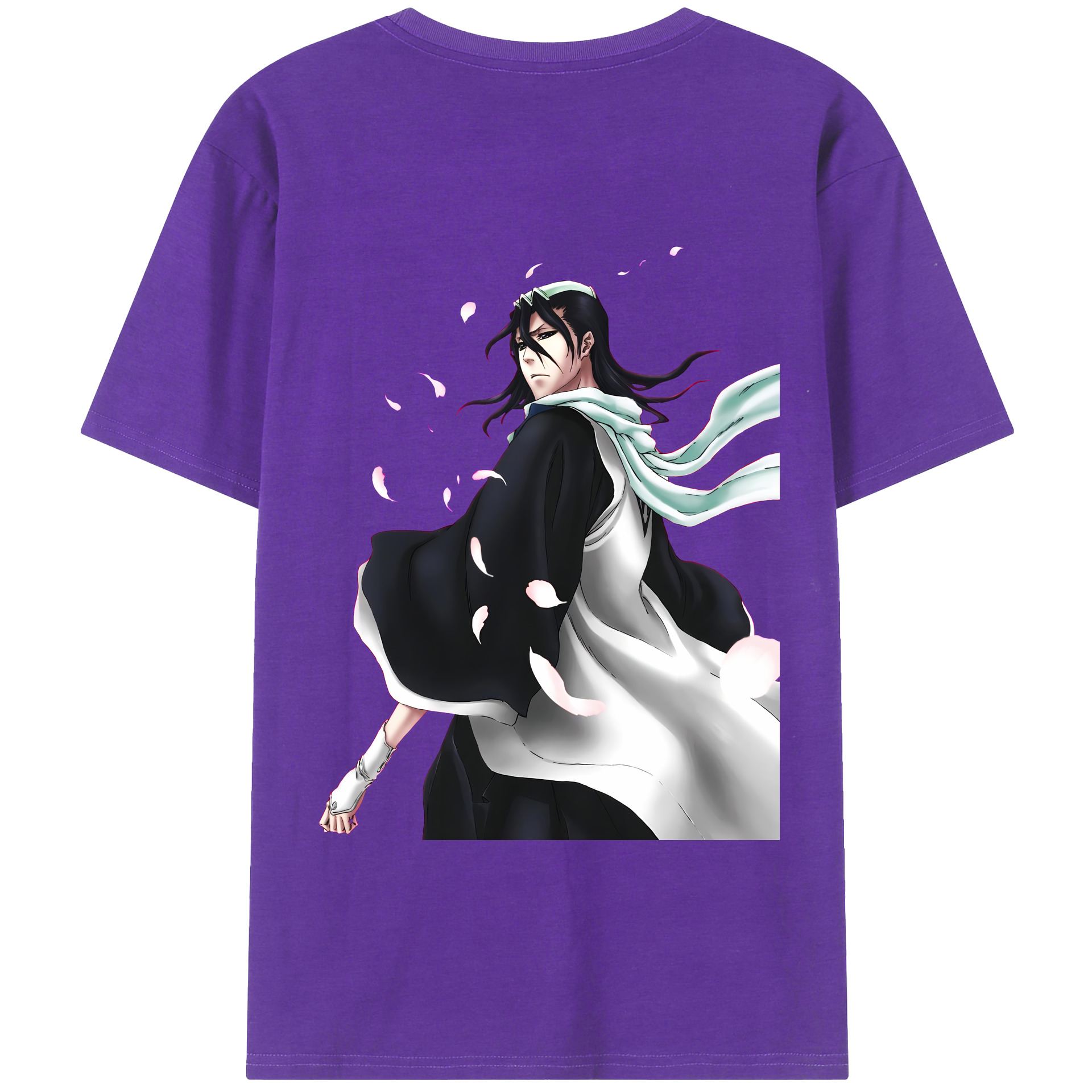 （画像用） ブリーチ くちき びゃくや BLEACH Kuchiki Byakuya 綿100％ メンズ半袖Tシャツ（バックプリント） 通気性