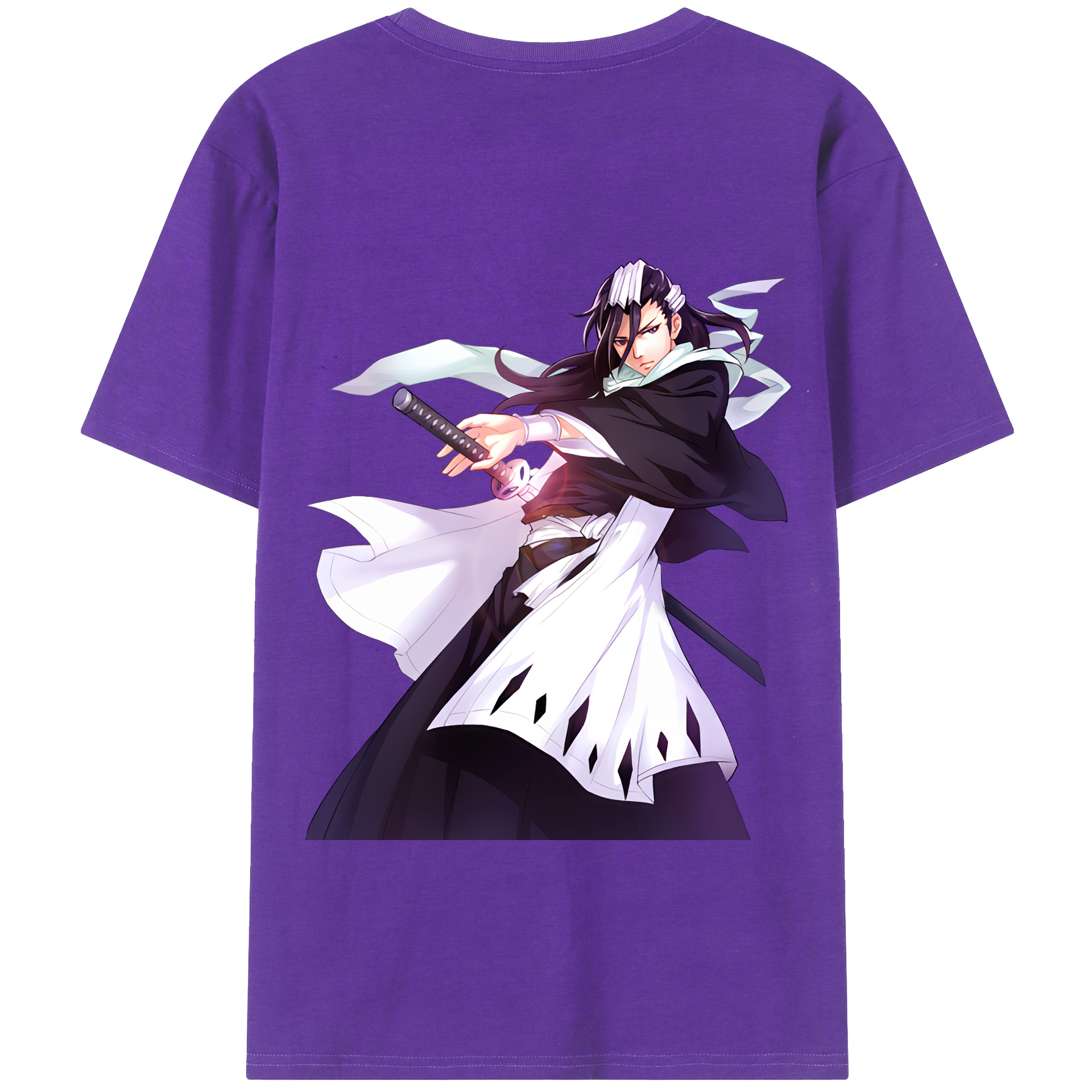 （画像用） ブリーチ くちき びゃくや BLEACH Kuchiki Byakuya 綿100％ メンズ半袖Tシャツ（バックプリント） 通気性
