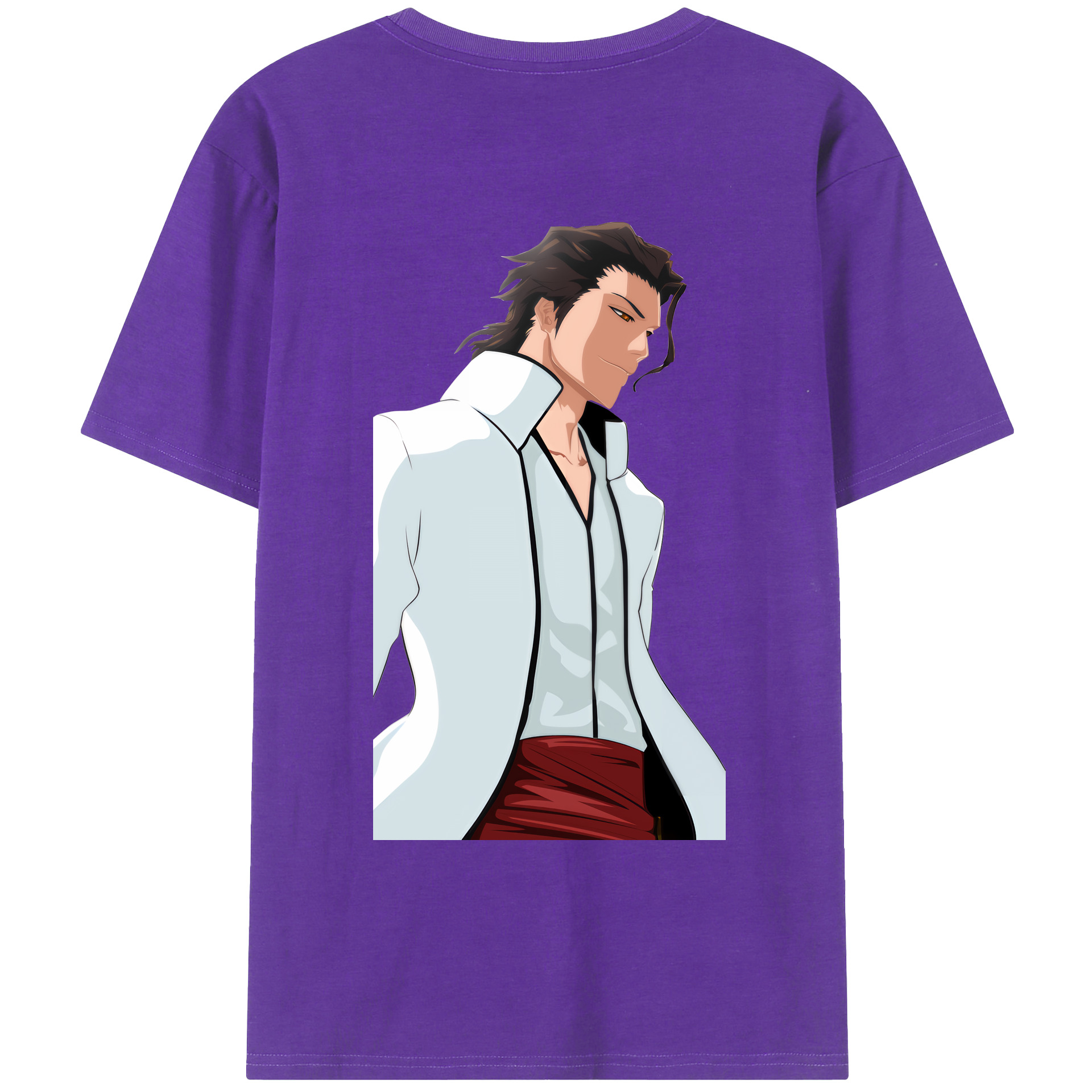 （画像用） ブリーチ 藍染 惣右介（あいぜん そうすけ） BLEACH Aizen Sousuke 綿100％ メンズ半袖Tシャツ（バックプリント） 通気性