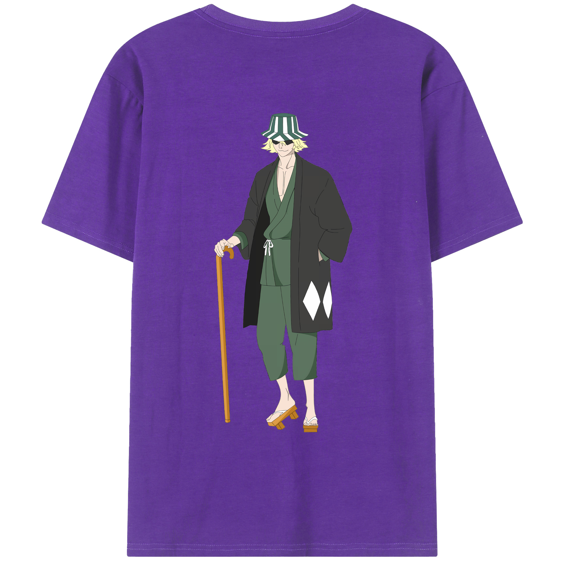 （画像用） "ブリーチ 浦原 喜助（うらはら きすけ） BLEACH Urahara Kisuke " 綿100％ メンズ半袖Tシャツ（バックプリント） 通気性