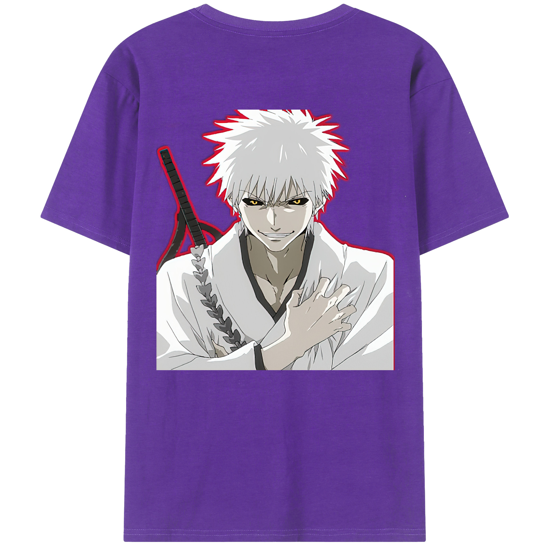 （画像用） ブリーチ 黒崎一護（くろさき いちご）BLEACH Kurosaki Ichigo 綿100％ メンズ半袖Tシャツ（バックプリント） 通気性