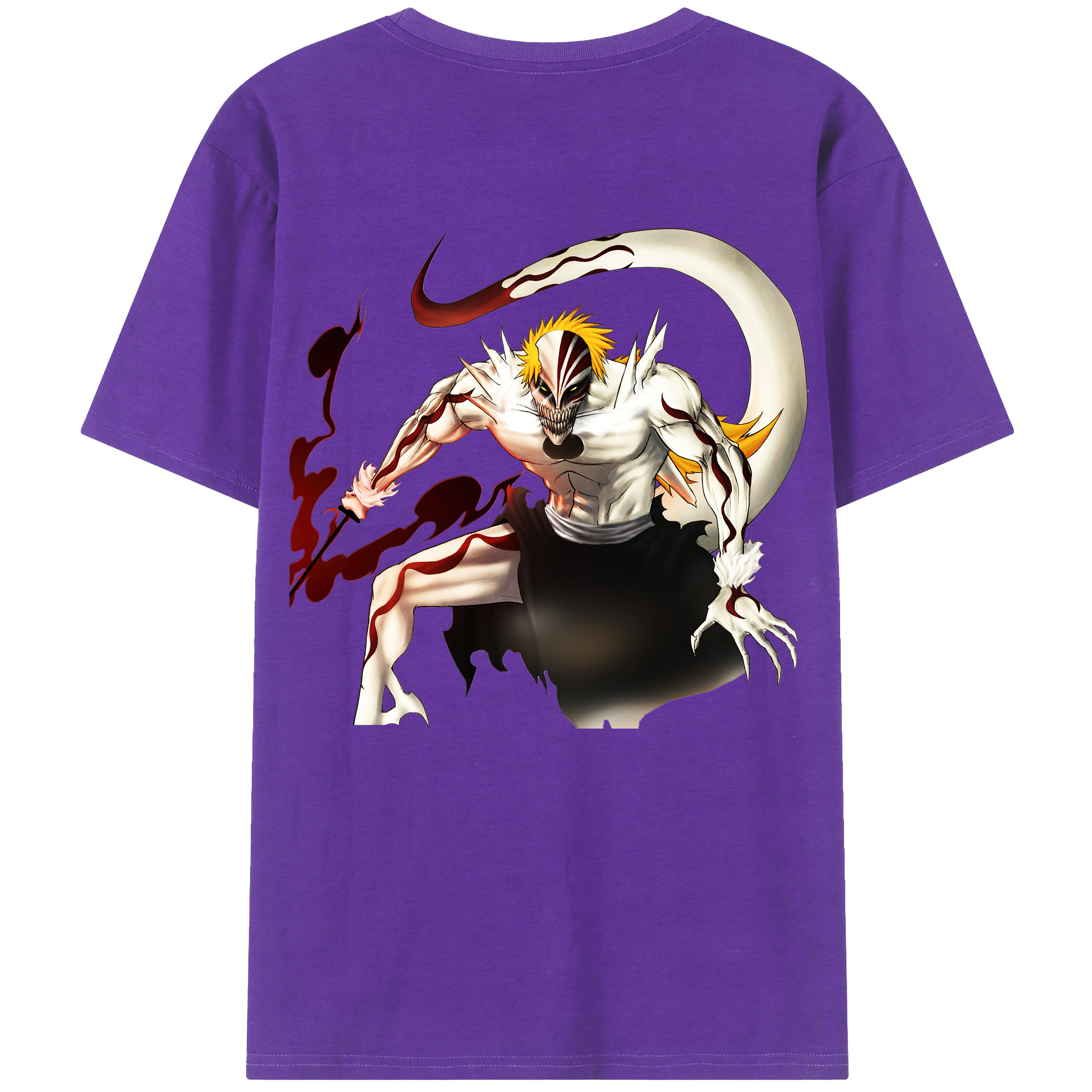 （画像用） ブリーチ 黒崎一護（くろさき いちご）BLEACH Kurosaki Ichigo 綿100％ メンズ半袖Tシャツ（バックプリント） 通気性