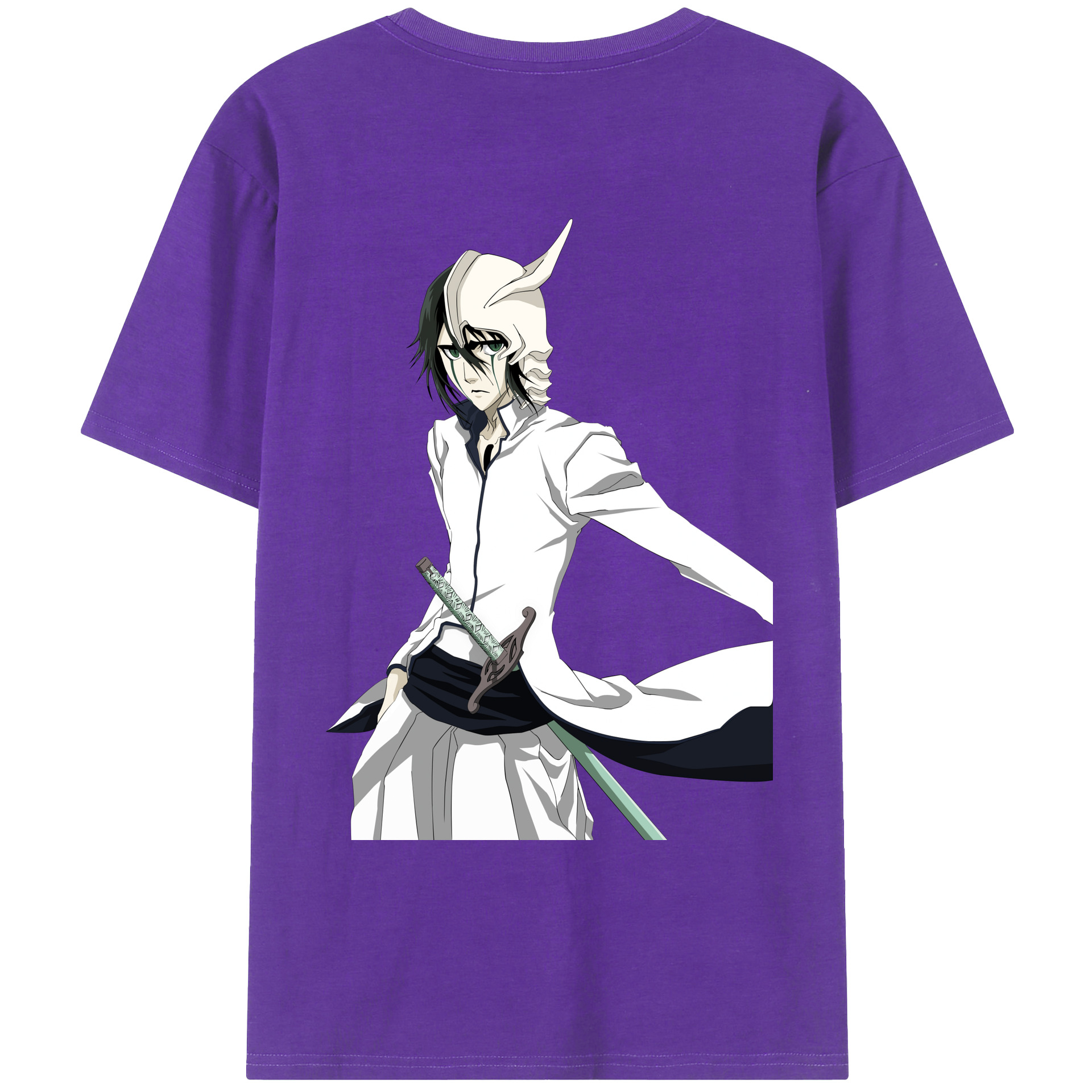 （画像用） ブリーチ ウルキオラ·シファー BLEACH Ulquiorra cifer 綿100％ メンズ半袖Tシャツ（バックプリント） 通気性