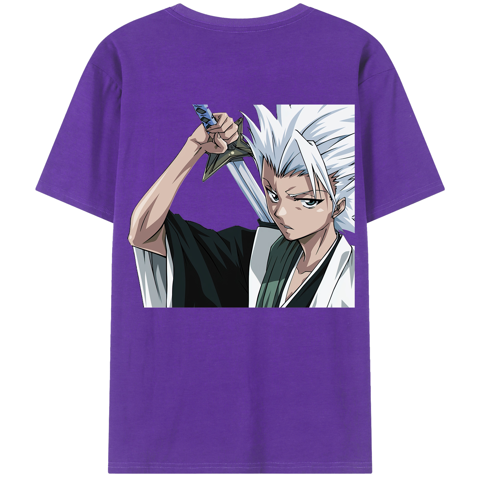 （画像用） ブリーチ 日番谷冬獅郎（ひつがや とうしろう） BLEACH Hitsugaya Toushirou 綿100％ メンズ半袖Tシャツ（バックプリント） 通気性