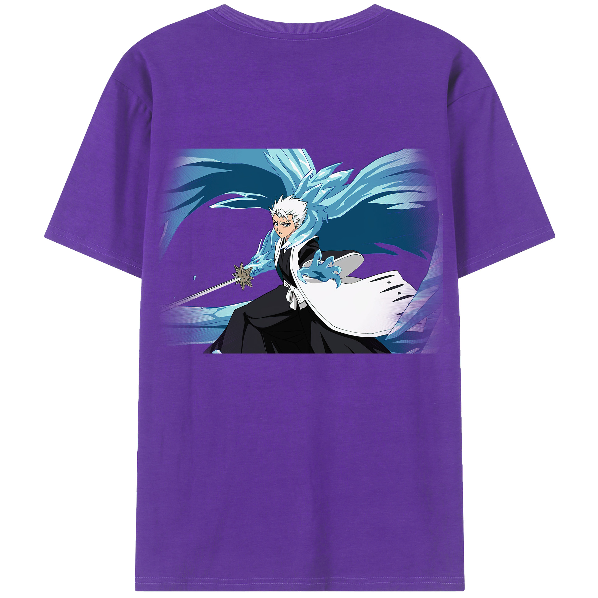 （画像用） ブリーチ 日番谷冬獅郎（ひつがや とうしろう） BLEACH Hitsugaya Toushirou 綿100％ メンズ半袖Tシャツ（バックプリント） 通気性