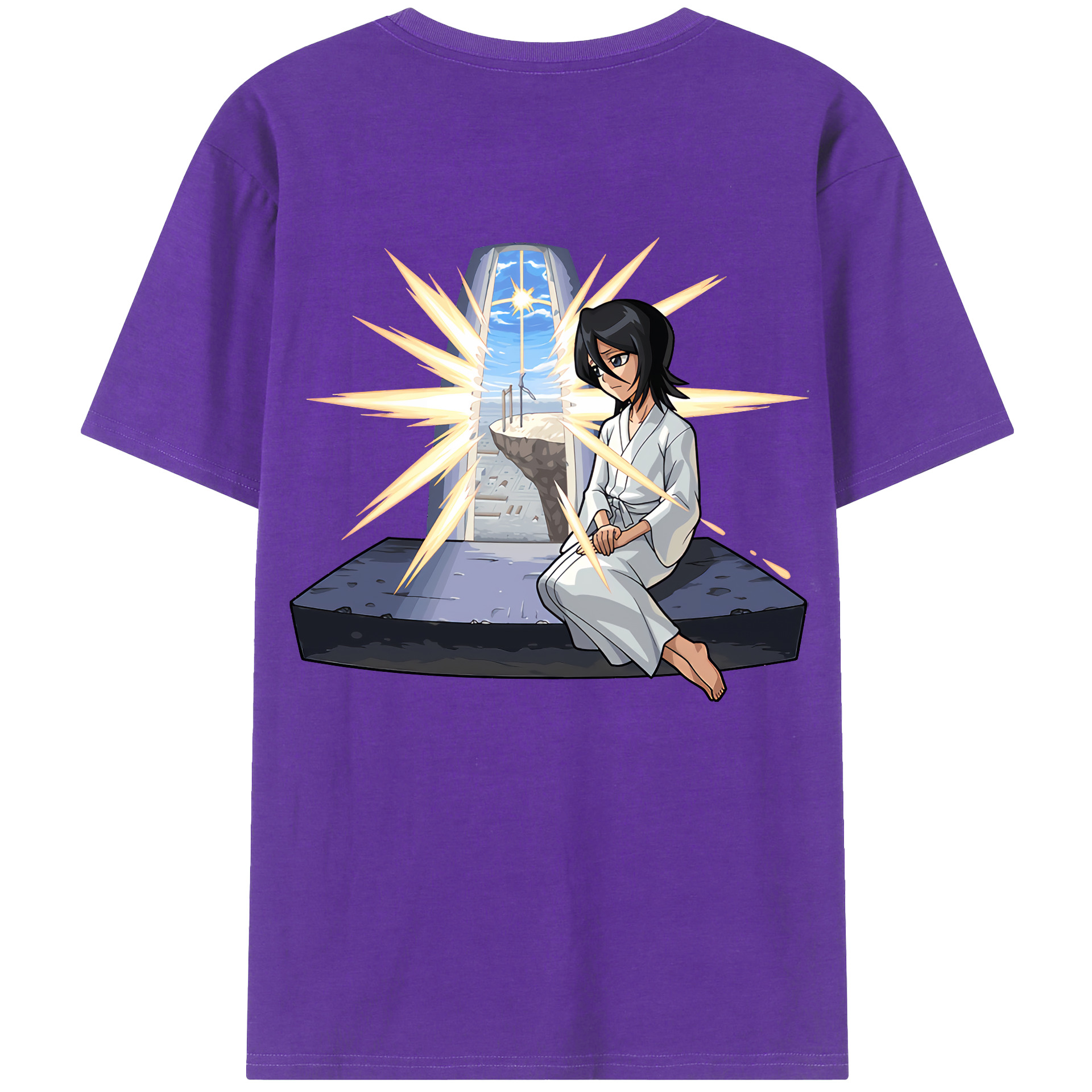 （画像用） ブリーチ 朽木ルキア BLEACH Kuchiki Rukia 綿100％ メンズ半袖Tシャツ（バックプリント） 通気性