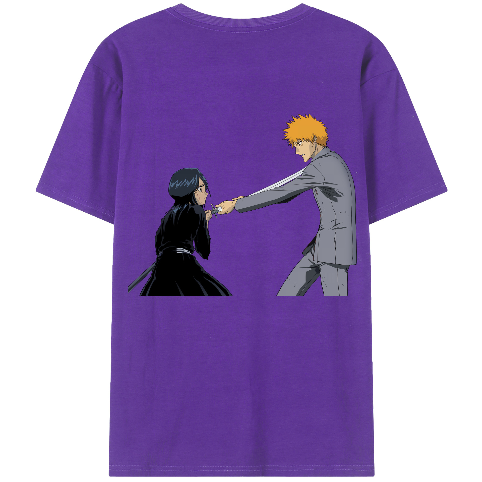 （画像用） ブリーチ 朽木ルキア BLEACH Kuchiki Rukia 綿100％ メンズ半袖Tシャツ（バックプリント） 通気性