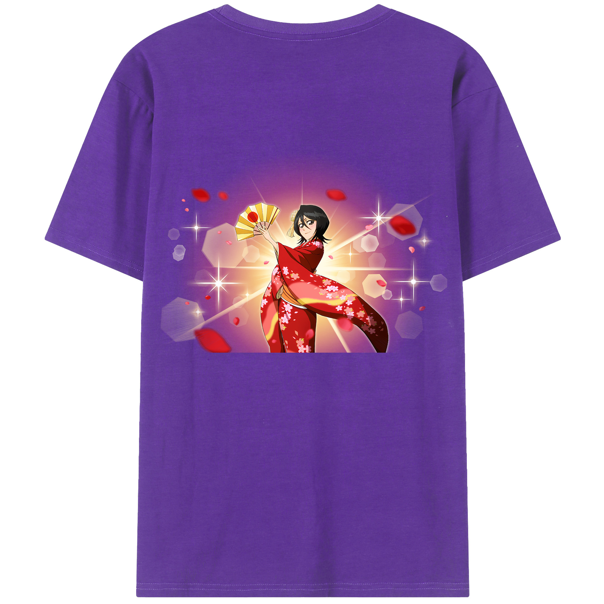 （画像用） ブリーチ 朽木ルキア BLEACH Kuchiki Rukia 綿100％ メンズ半袖Tシャツ（バックプリント） 通気性