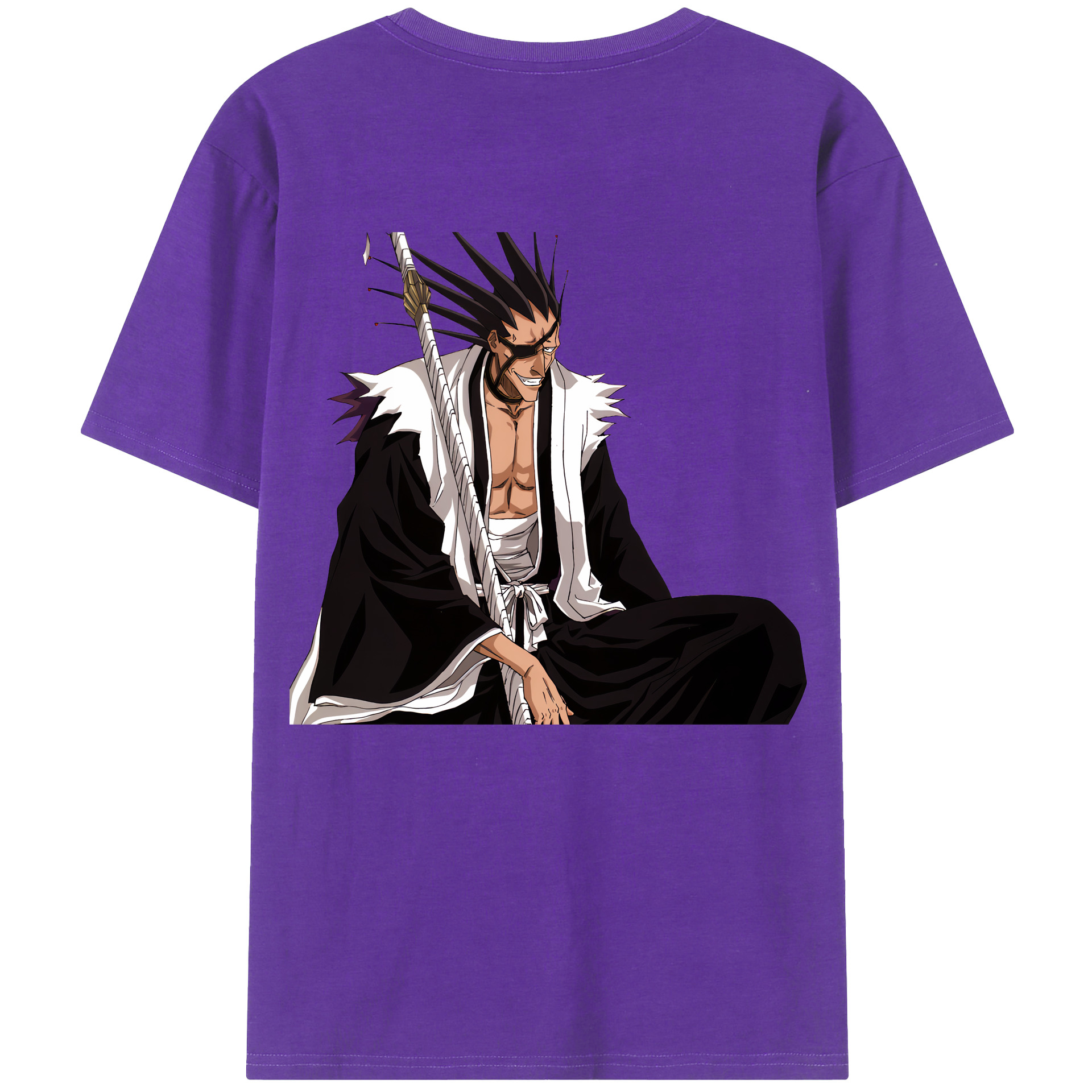 （画像用） ブリーチ ざらき けんぱち BLEACH Zaraki Kenpachi 綿100％ メンズ半袖Tシャツ（バックプリント） 通気性