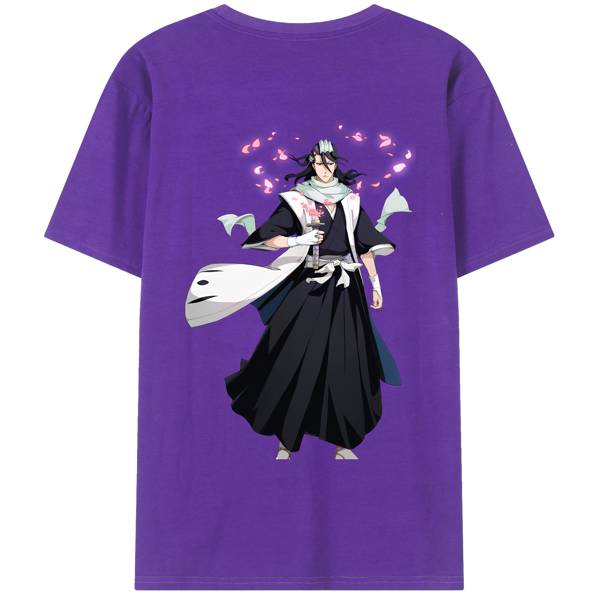 （画像用） ブリーチ くちき びゃくや BLEACH Kuchiki Byakuya 綿100％ メンズ半袖Tシャツ（バックプリント） 通気性