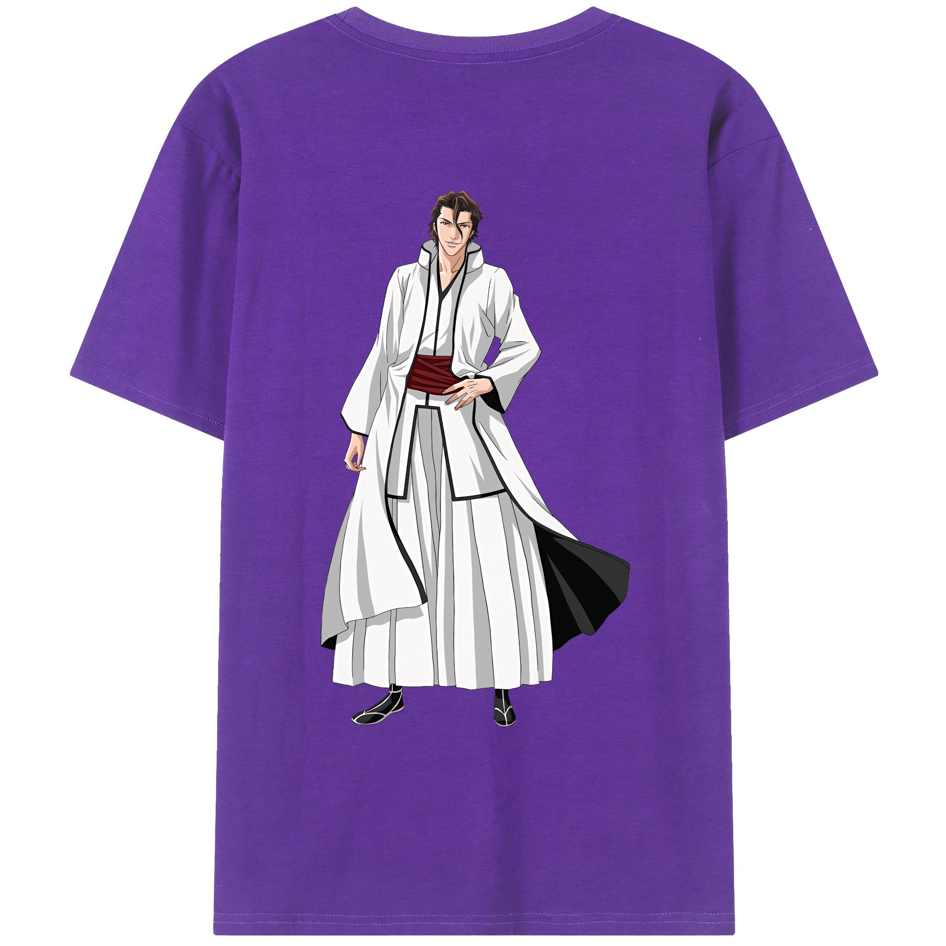 （画像用） ブリーチ 藍染 惣右介（あいぜん そうすけ） BLEACH Aizen Sousuke 綿100％ メンズ半袖Tシャツ（バックプリント） 通気性