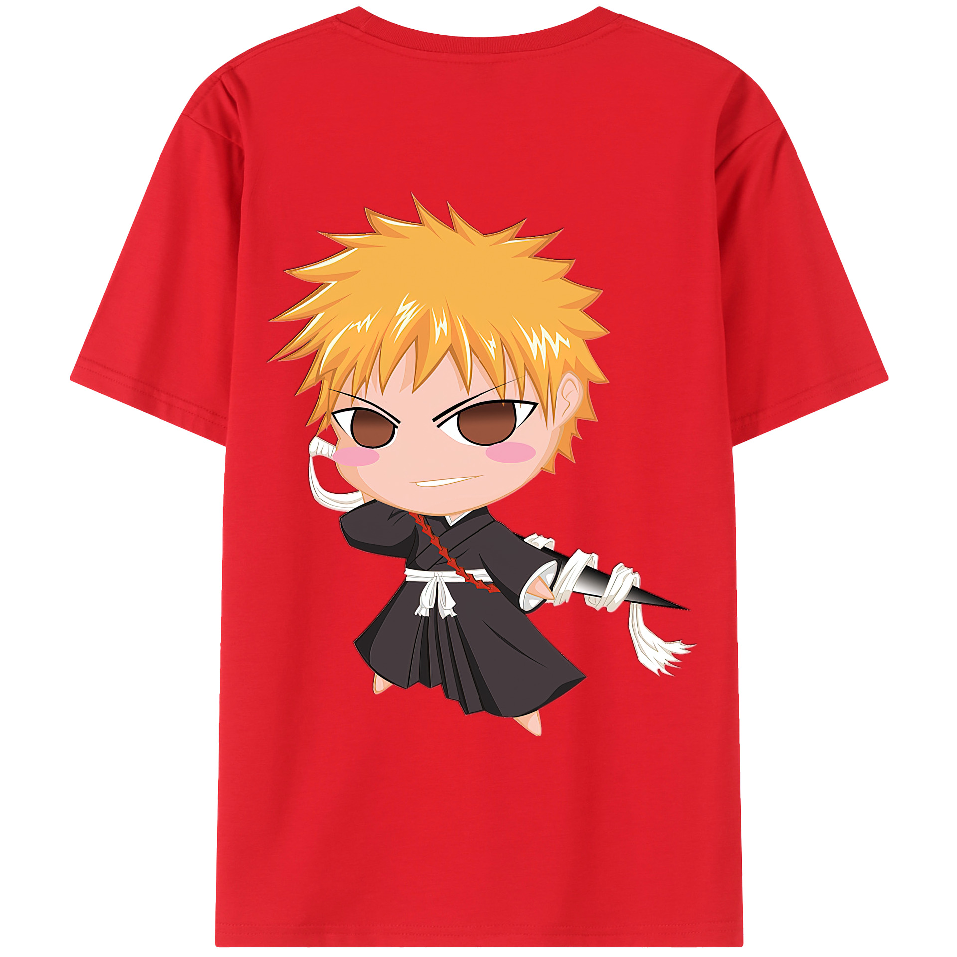 （画像用） ブリーチ 黒崎一護（くろさき いちご）BLEACH Kurosaki Ichigo 綿100％ メンズ半袖Tシャツ（バックプリント） 通気性