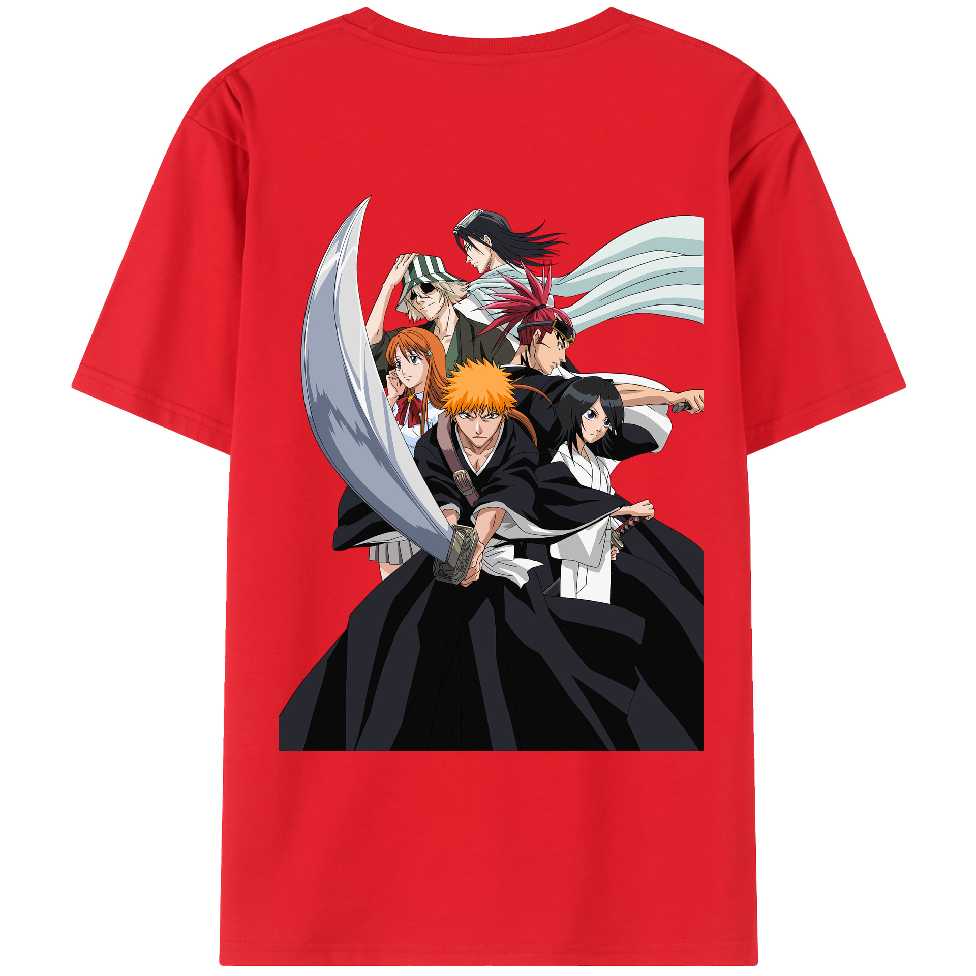 （画像用） ブリーチ 黒崎一護（くろさき いちご）BLEACH Kurosaki Ichigo 綿100％ メンズ半袖Tシャツ（バックプリント） 通気性