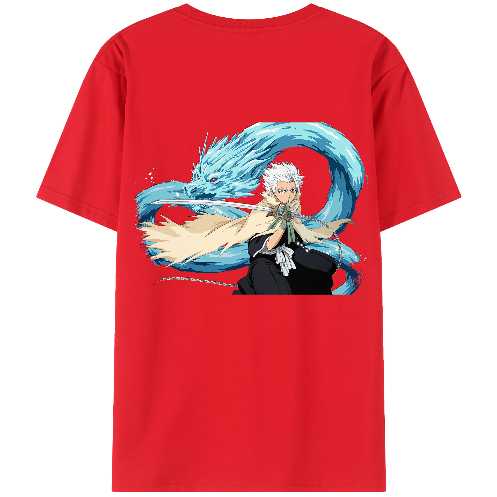 （画像用） ブリーチ 日番谷冬獅郎（ひつがや とうしろう） BLEACH Hitsugaya Toushirou 綿100％ メンズ半袖Tシャツ（バックプリント） 通気性
