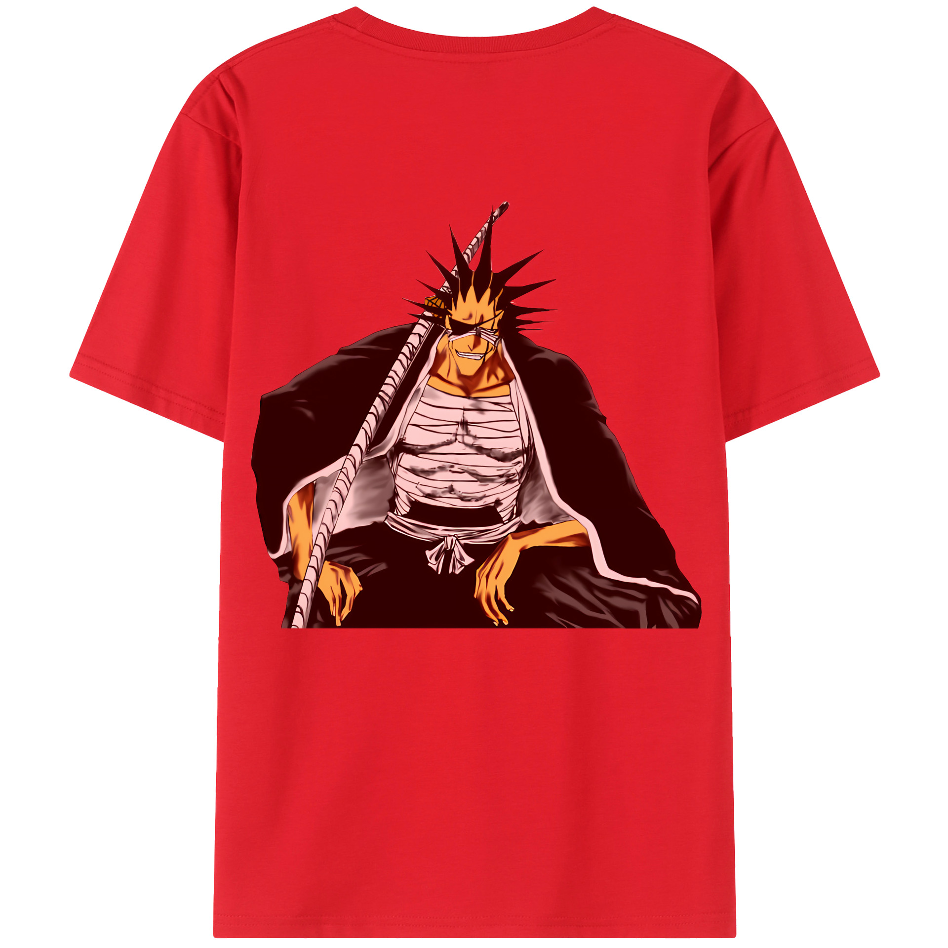 （画像用） ブリーチ ざらき けんぱち BLEACH Zaraki Kenpachi 綿100％ メンズ半袖Tシャツ（バックプリント） 通気性