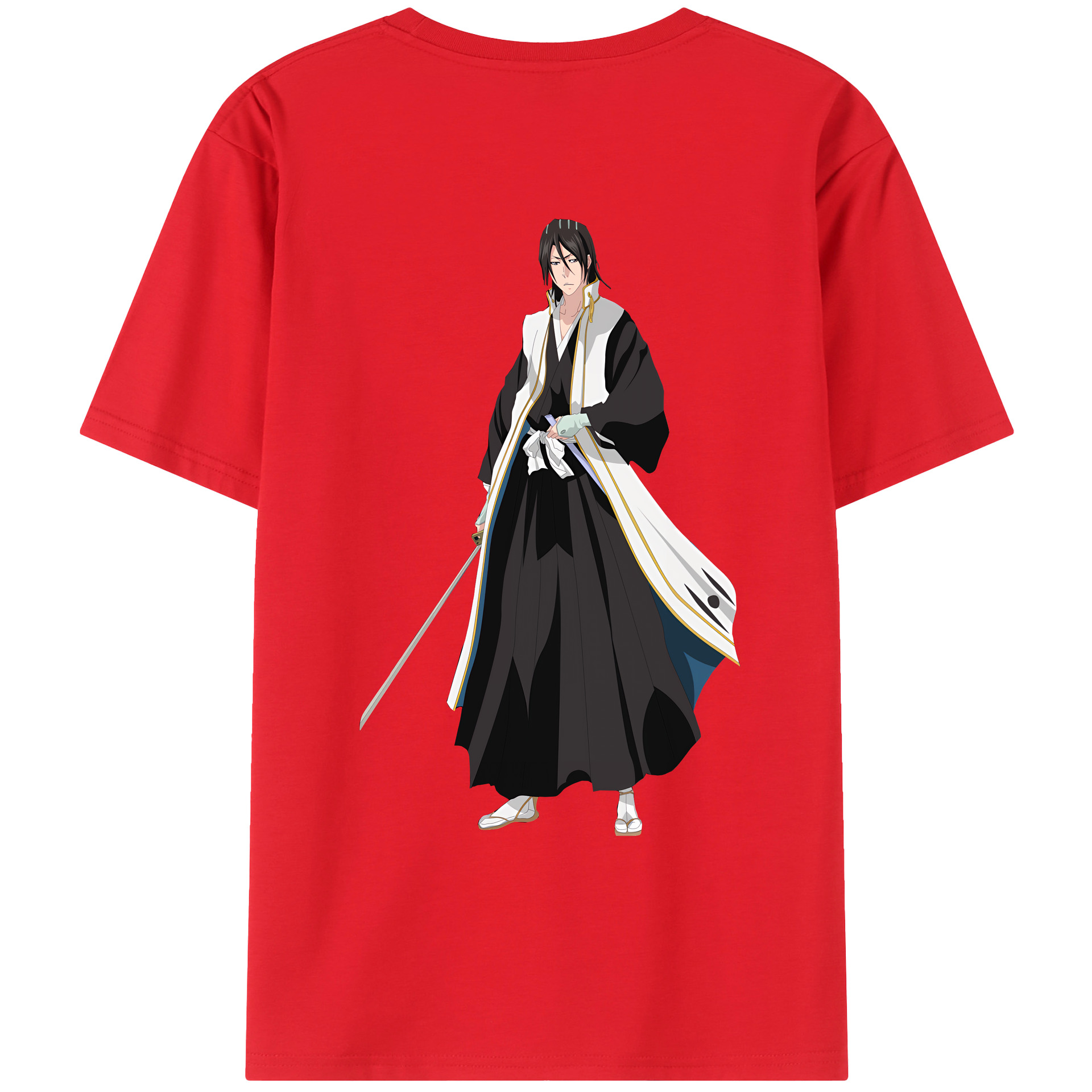 （画像用） ブリーチ くちき びゃくや BLEACH Kuchiki Byakuya 綿100％ メンズ半袖Tシャツ（バックプリント） 通気性