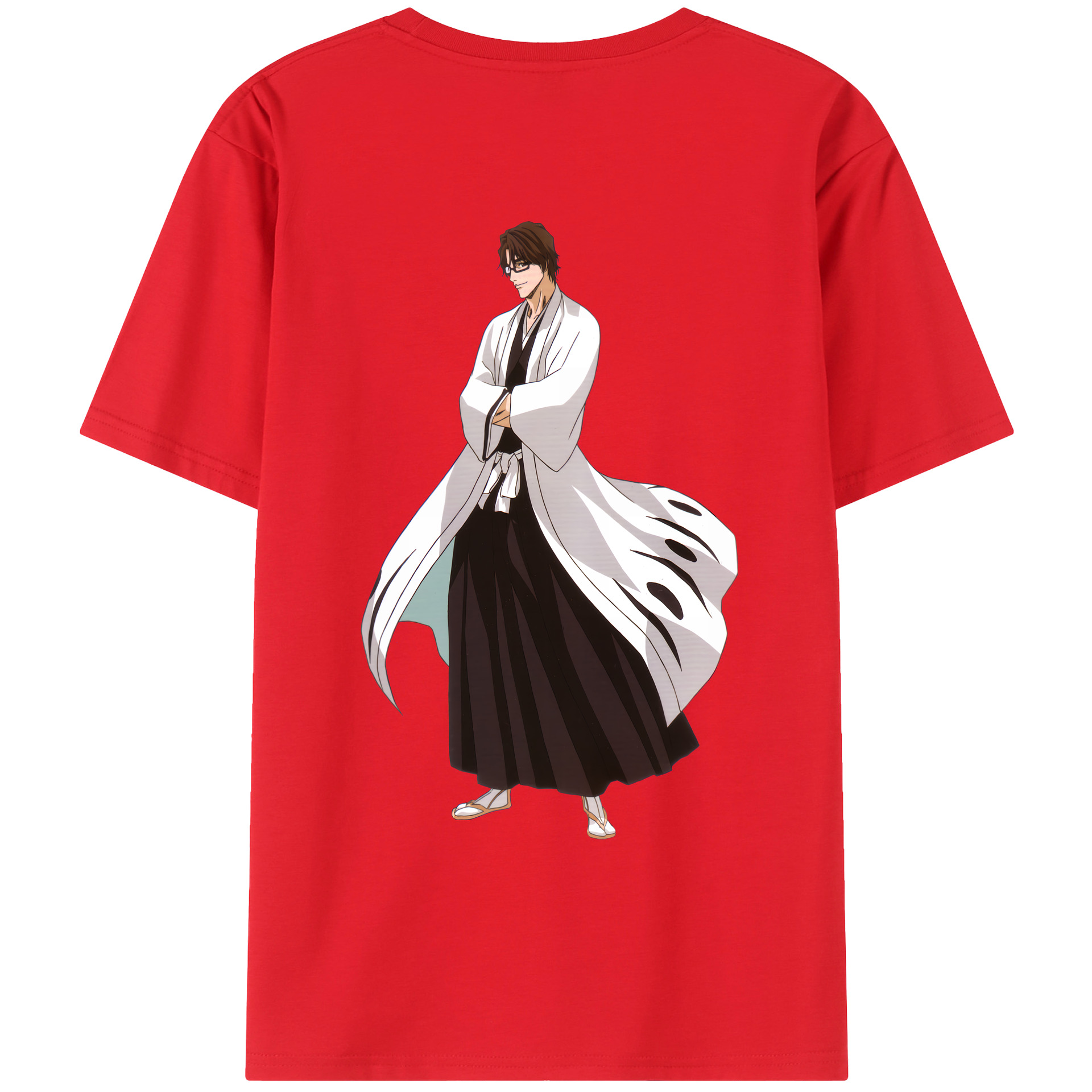 （画像用） ブリーチ 藍染 惣右介（あいぜん そうすけ） BLEACH Aizen Sousuke 綿100％ メンズ半袖Tシャツ（バックプリント） 通気性