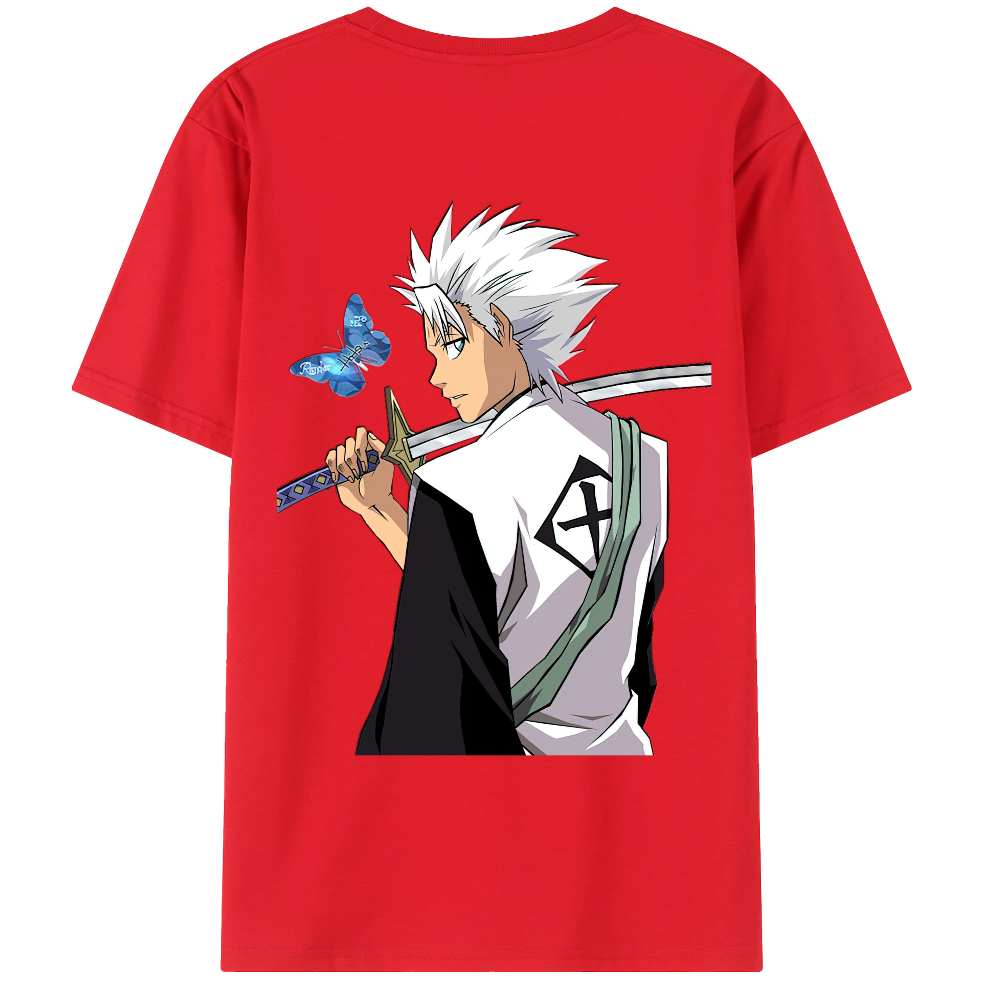 （画像用） ブリーチ 日番谷冬獅郎（ひつがや とうしろう） BLEACH Hitsugaya Toushirou 綿100％ メンズ半袖Tシャツ（バックプリント） 通気性