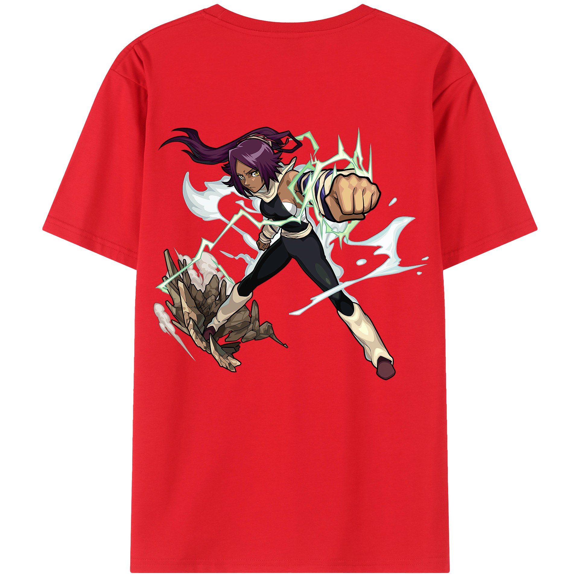 （画像用） ブリーチ 四楓院 夜一（しほういん よるいち） BLEACH Shihouin Yoruichi 綿100％ メンズ半袖Tシャツ（バックプリント） 通気性