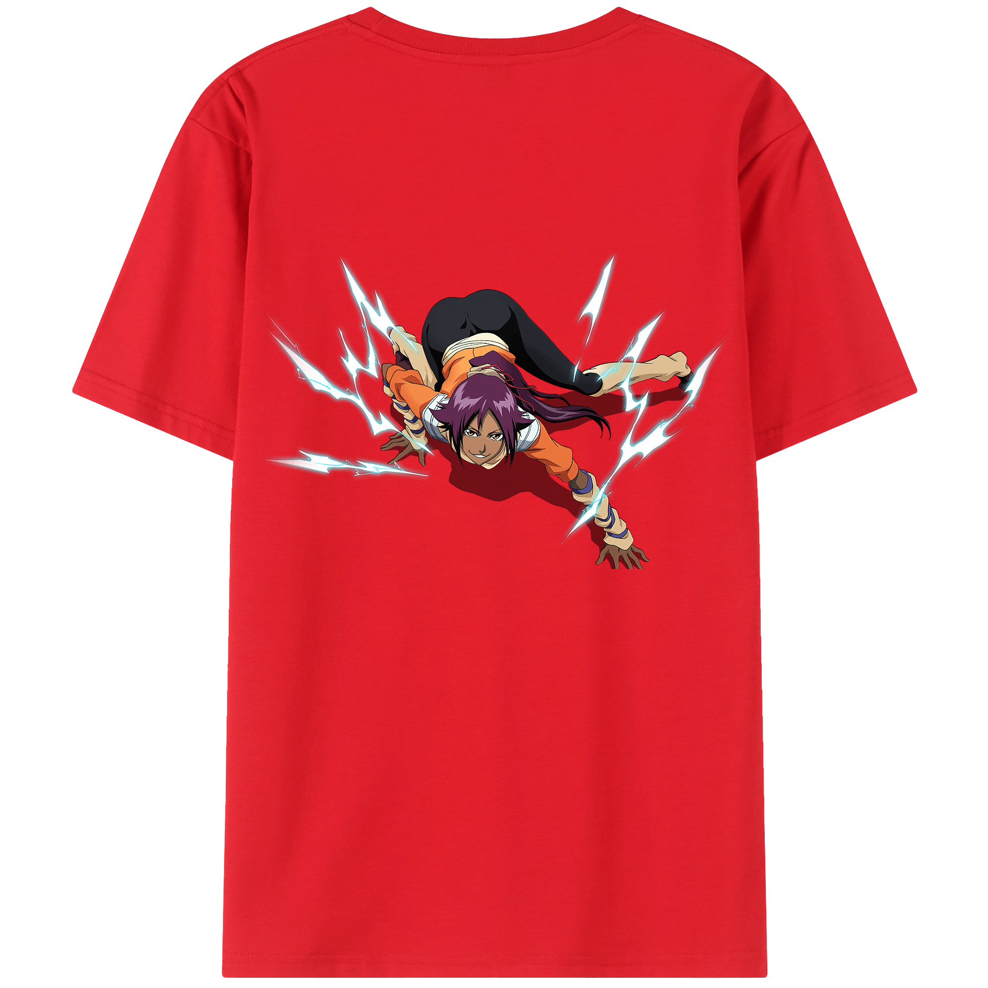 （画像用） ブリーチ 四楓院 夜一（しほういん よるいち） BLEACH Shihouin Yoruichi 綿100％ メンズ半袖Tシャツ（バックプリント） 通気性