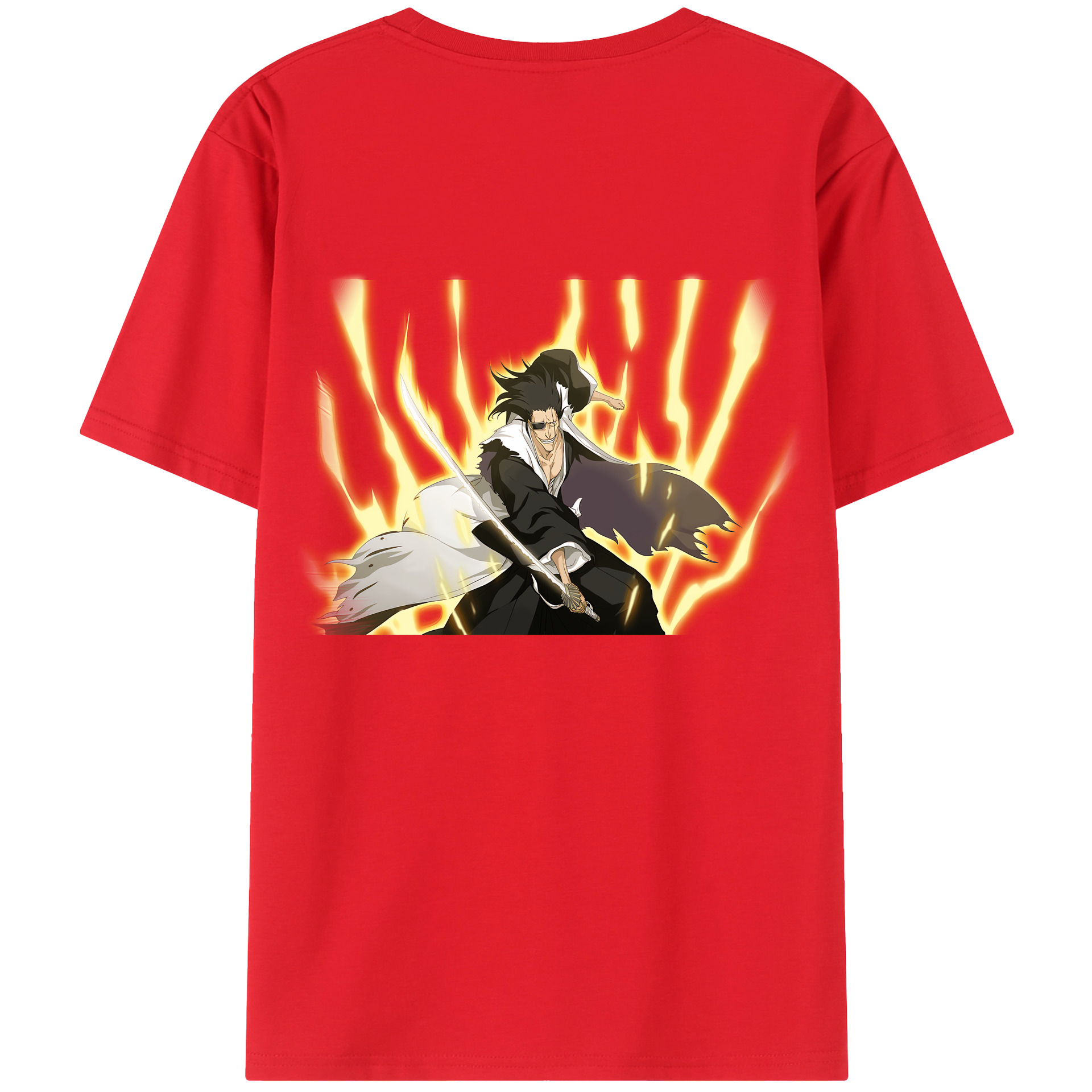 （画像用） ブリーチ ざらき けんぱち BLEACH Zaraki Kenpachi 綿100％ メンズ半袖Tシャツ（バックプリント） 通気性