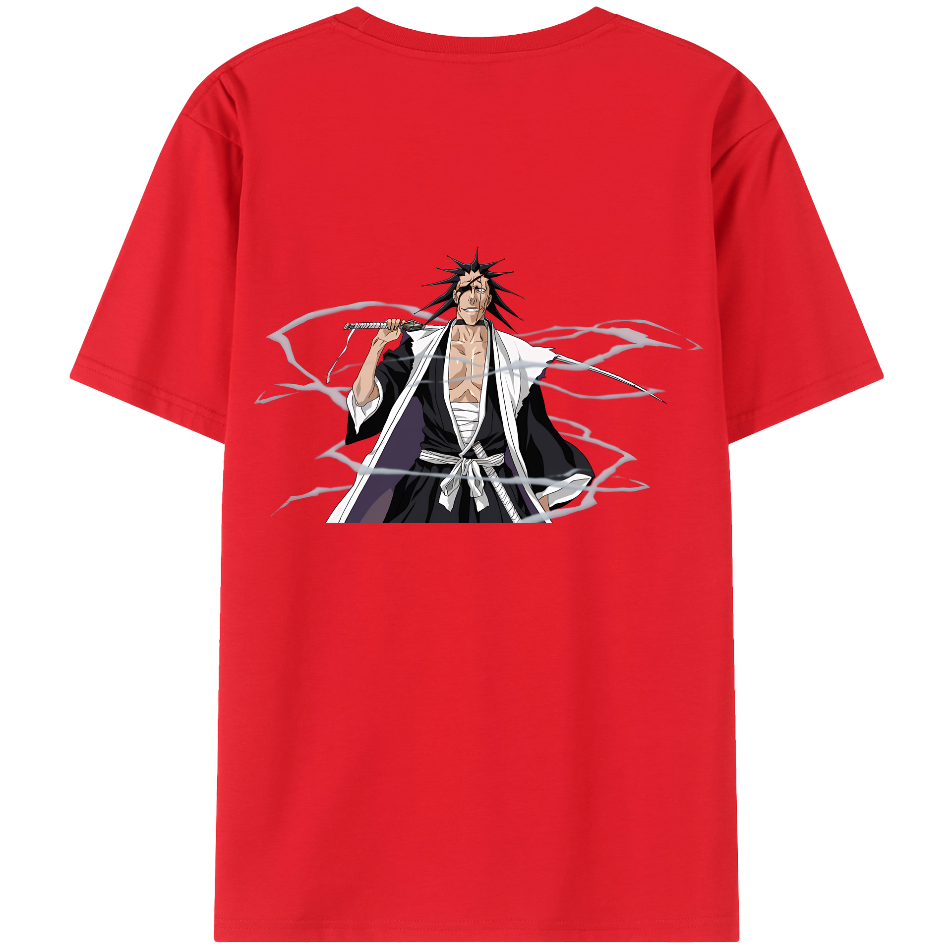 （画像用） ブリーチ ざらき けんぱち BLEACH Zaraki Kenpachi 綿100％ メンズ半袖Tシャツ（バックプリント） 通気性