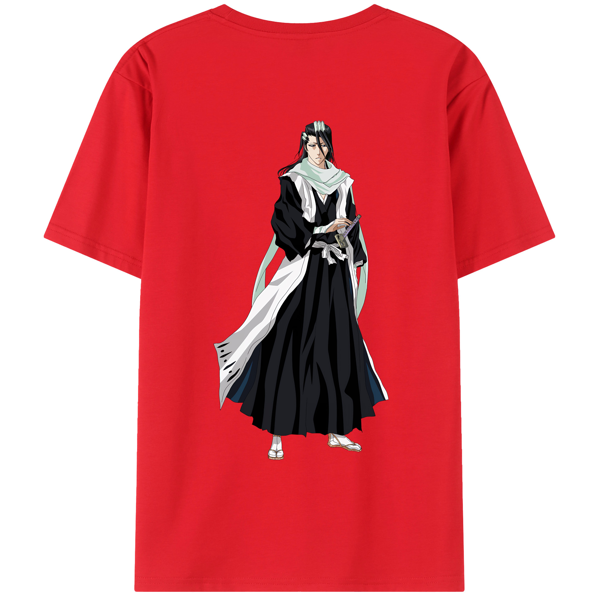 （画像用） ブリーチ くちき びゃくや BLEACH Kuchiki Byakuya 綿100％ メンズ半袖Tシャツ（バックプリント） 通気性