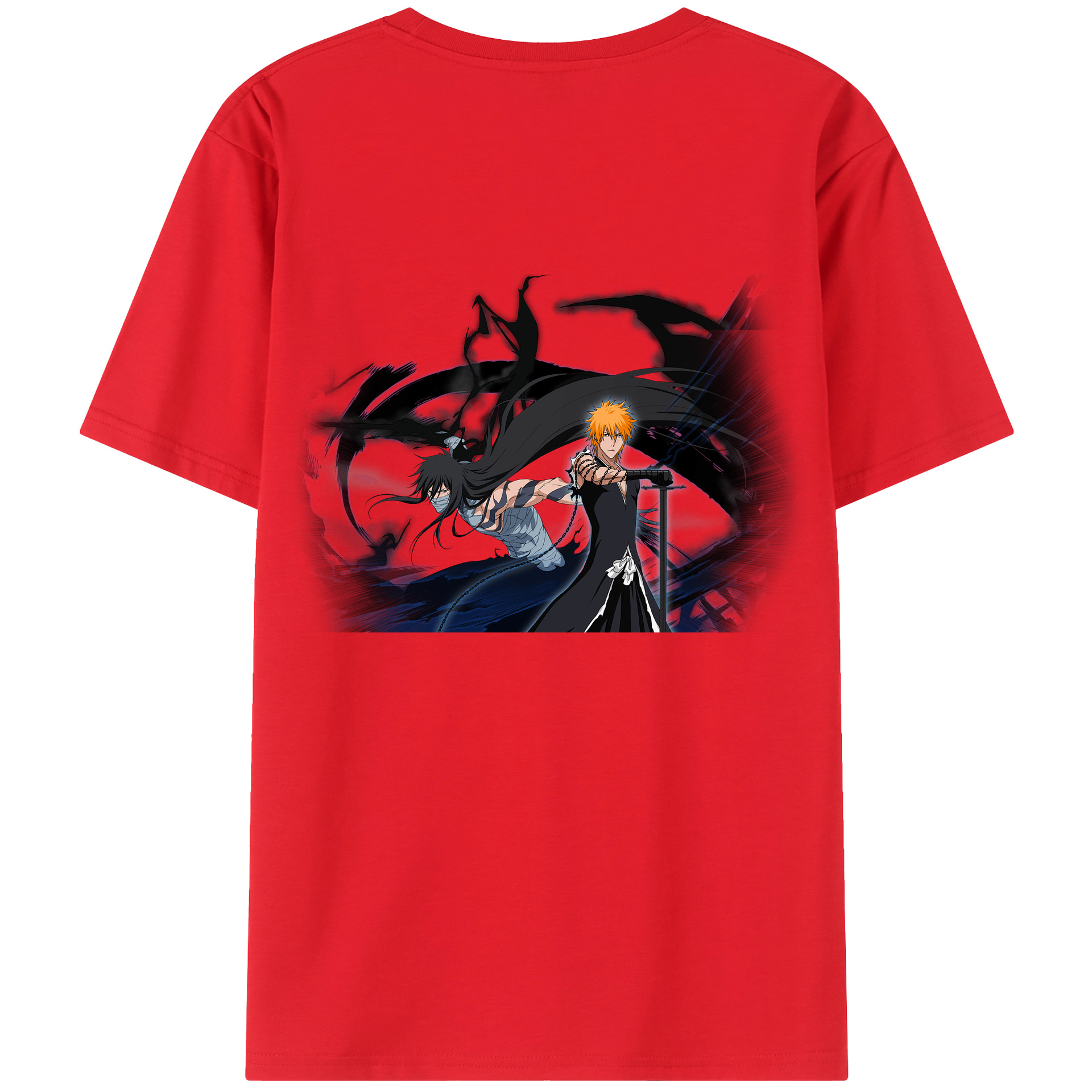 （画像用） ブリーチ 黒崎一護（くろさき いちご）BLEACH Kurosaki Ichigo 綿100％ メンズ半袖Tシャツ（バックプリント） 通気性