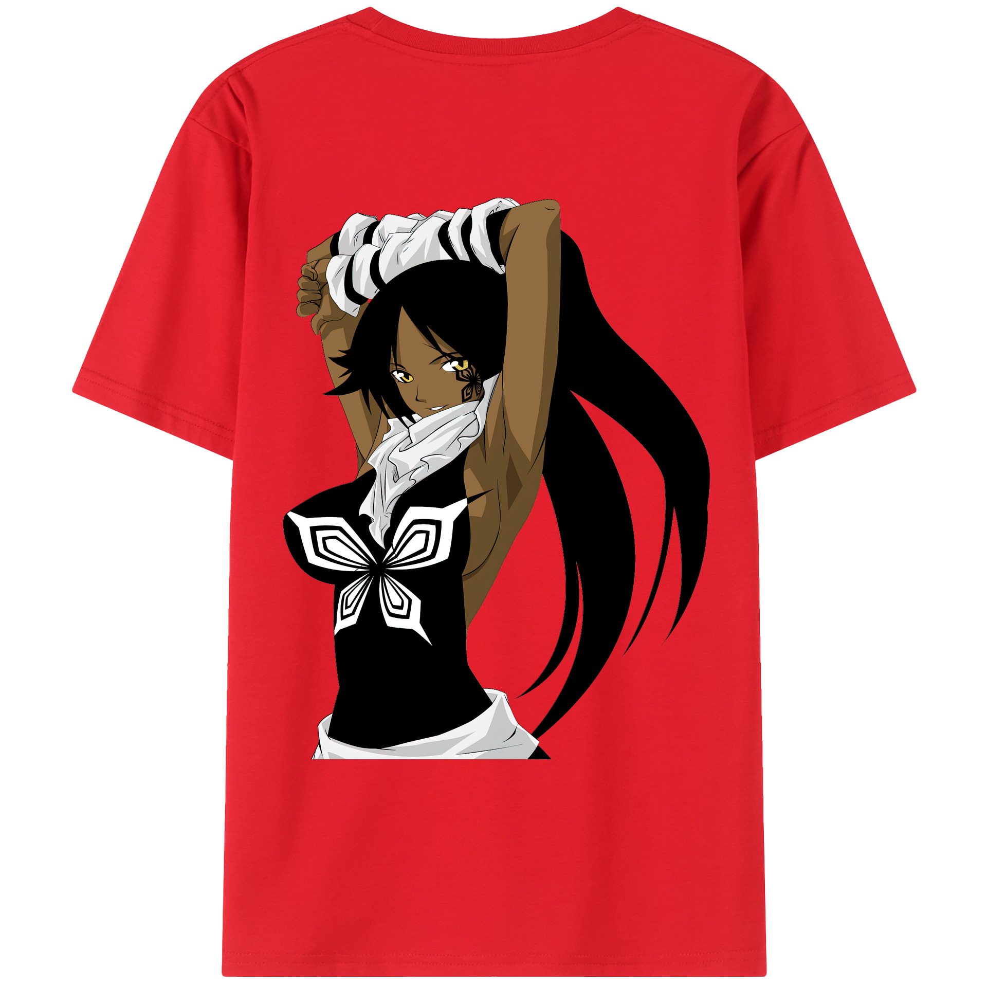 （画像用） ブリーチ 四楓院 夜一（しほういん よるいち） BLEACH Shihouin Yoruichi 綿100％ メンズ半袖Tシャツ（バックプリント） 通気性