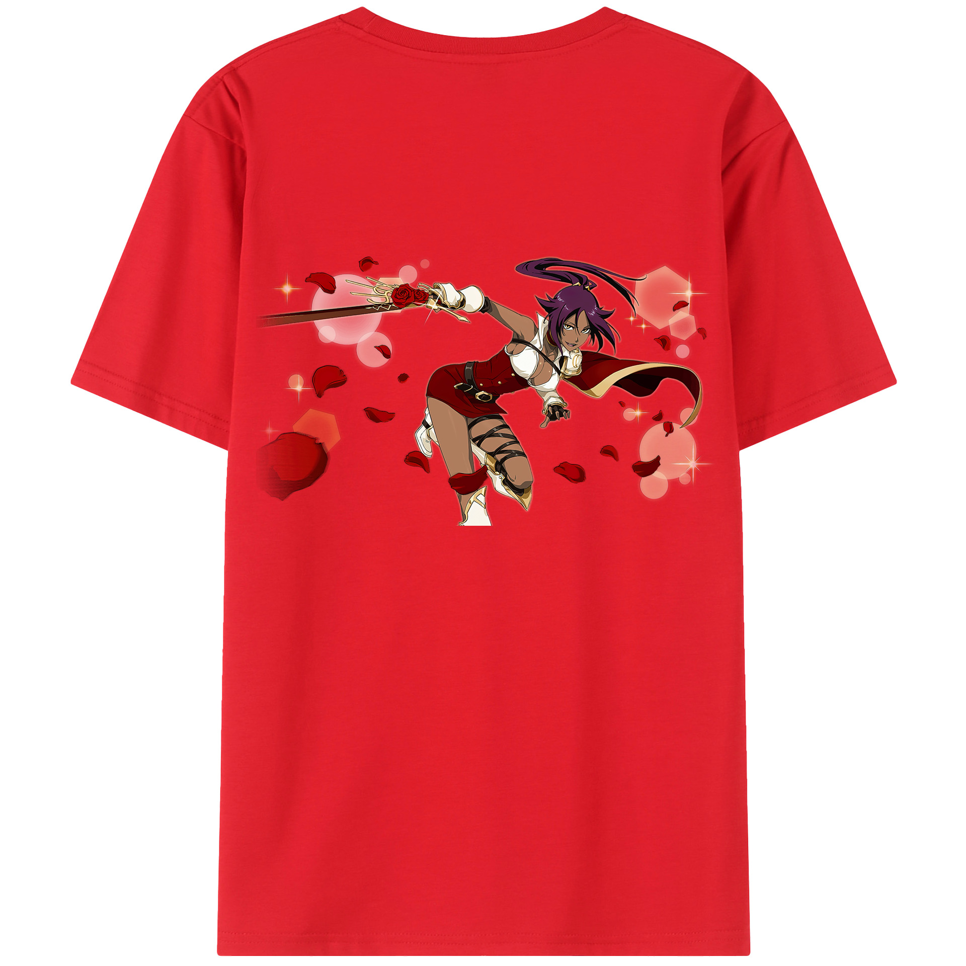 （画像用） ブリーチ 四楓院 夜一（しほういん よるいち） BLEACH Shihouin Yoruichi 綿100％ メンズ半袖Tシャツ（バックプリント） 通気性