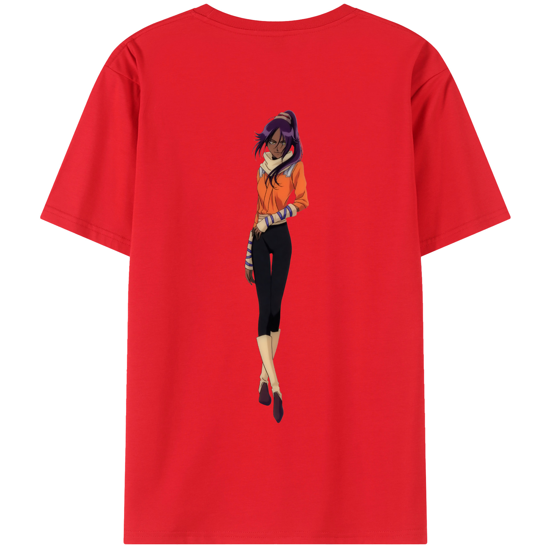 （画像用） ブリーチ 四楓院 夜一（しほういん よるいち） BLEACH Shihouin Yoruichi 綿100％ メンズ半袖Tシャツ（バックプリント） 通気性